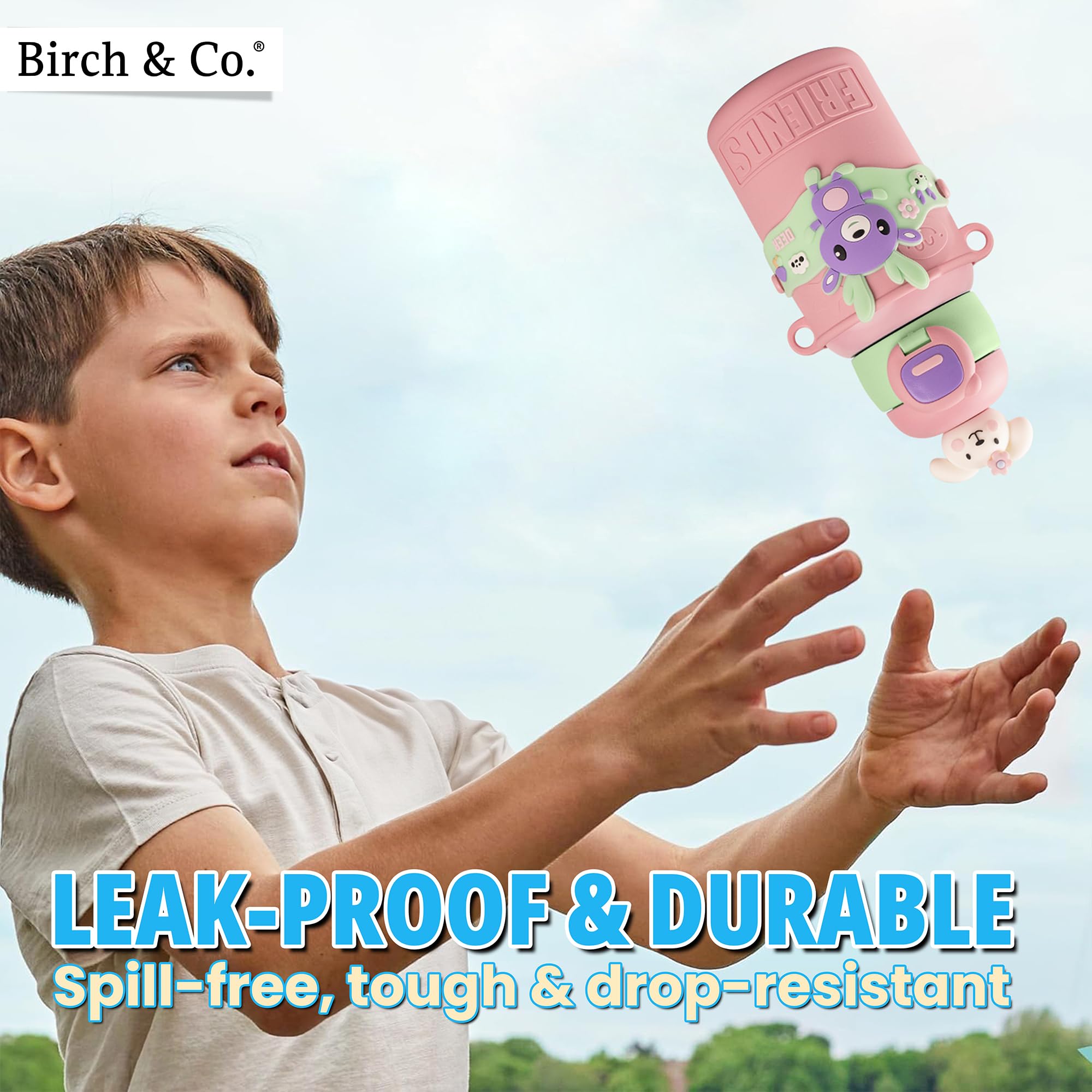 Kids Water Bottle - Water Bottle for School - Sipper Water Bottle for Kids - Waterbottle for Girls and Boys, Stainless Steel 316, Spill-Proof, BPA-Free, Perfect for School and Play, Pink - Image 6 thumbnail