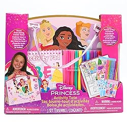 Disney Princess Activity Tote – Ultimate Princess Adventure Bag with Coloring Books, Stickers, Crayons & Games – Travel-Friendly Art Set for Girls Ages 3+ – Great Gift for Creative Play