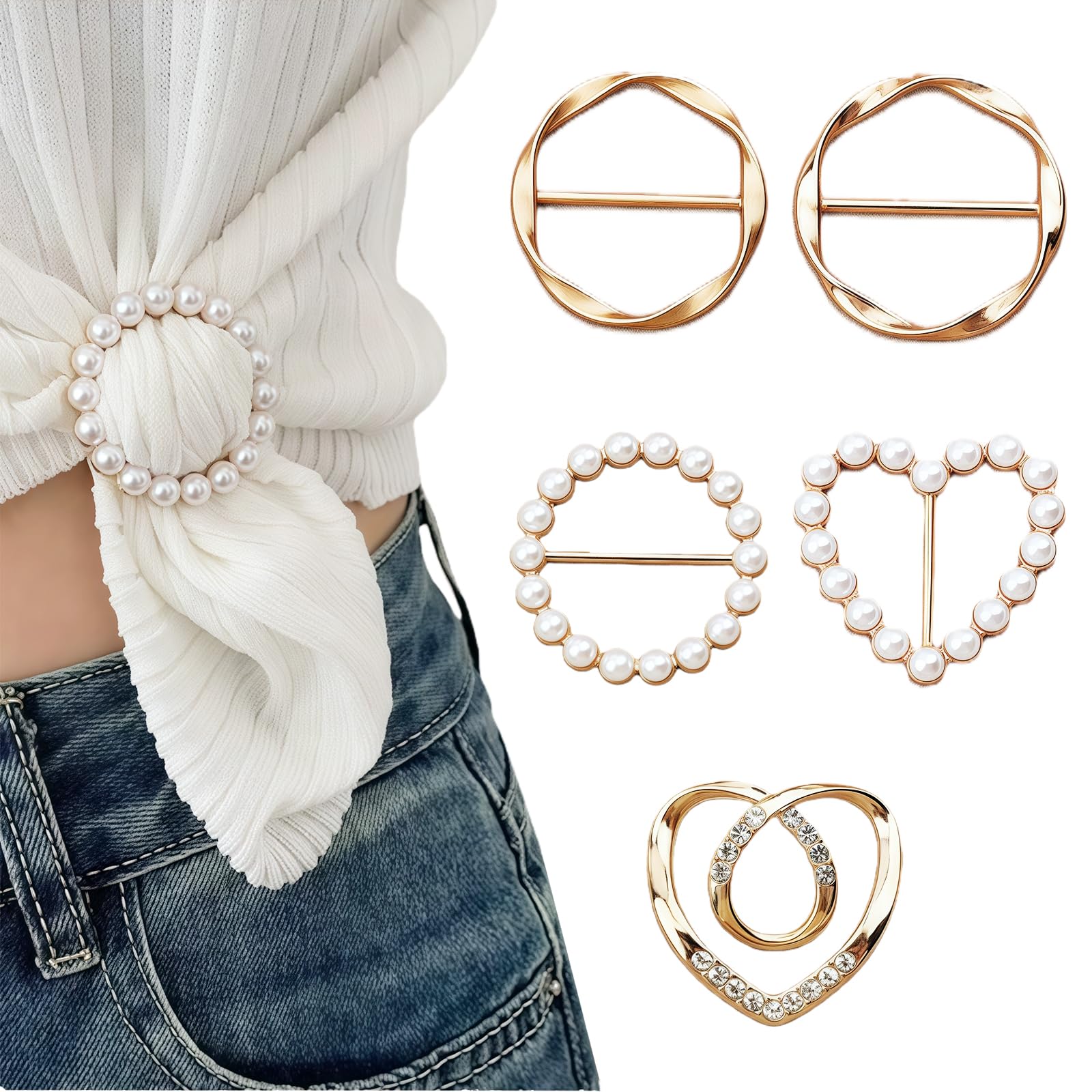 fexxkg 5Pcs Adjustable Waist Fasteners Buckle Alloy Waist Cincher Clothing Waistband Adjuster Clip For Dress Scarf Shawl Shirt