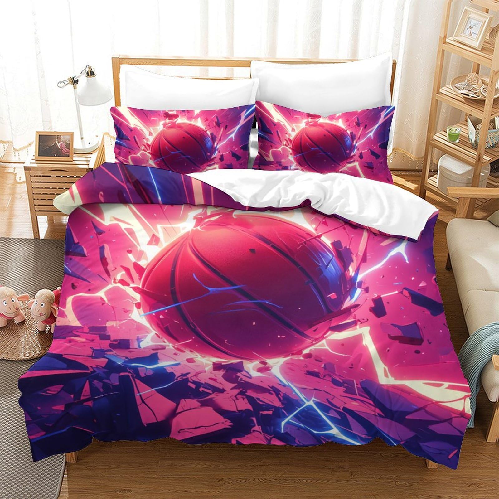 Housse de couette basket 200x200cm, le cadeau parfait pour le lit d'un jeune joueur