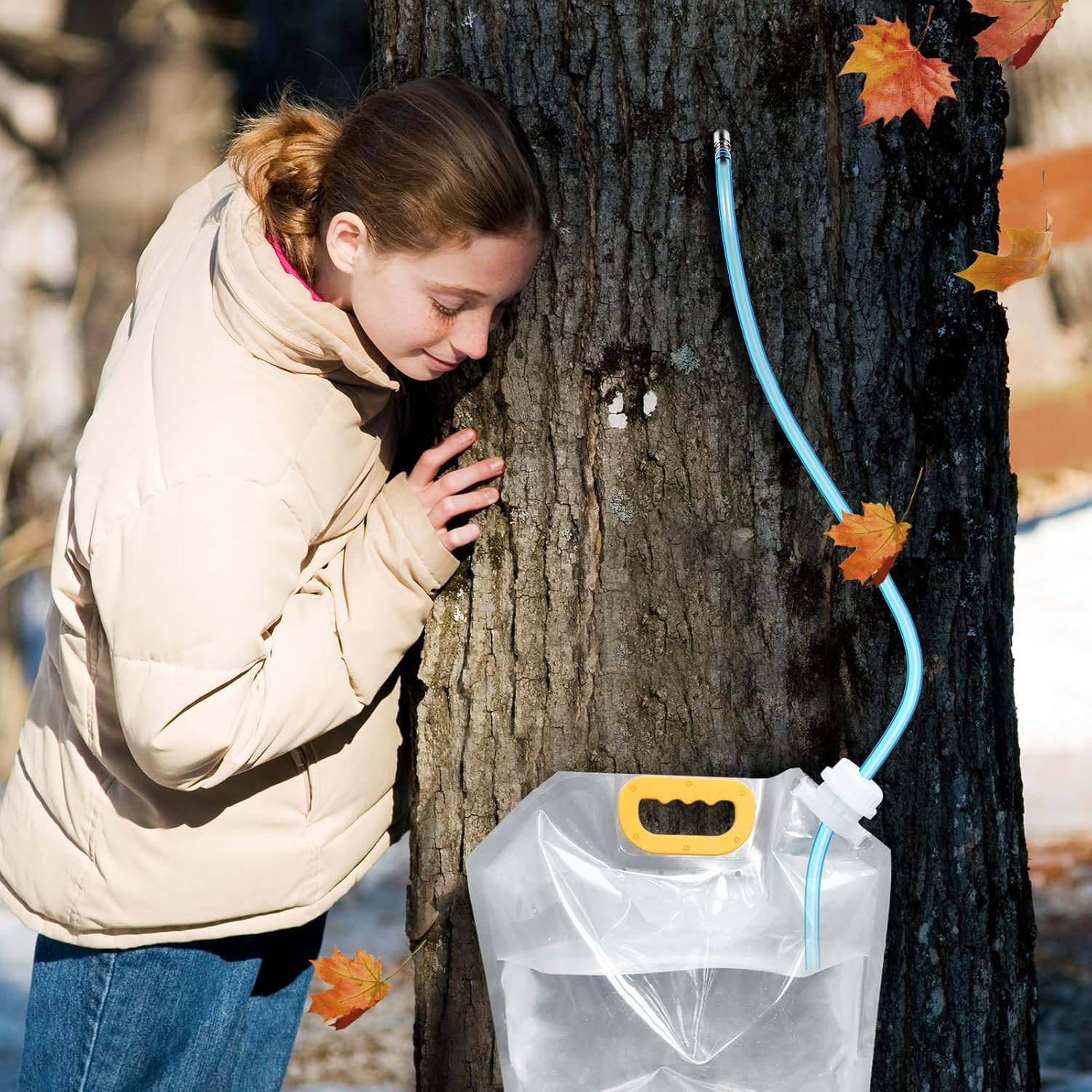 5 Sets Maple Syrup Tapping Kit, Include Maple Syrup Taps, 5L MapleSyrup Bags（Perforated & Non-perforated Two Types of Lids）,16Ft Tubing, Drill Bit,Brush,Maple Tree Tapping Kit for Experts or Beginners