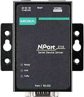 MOXA NPort 5110-1 Port Serial Device Server, 10/100 Ethernet, RS232, DB9 Male