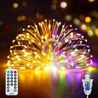 LED Fairy String Lights, Dual Color Changing String Lights USB Plug in 33ft 100 LED with Remote Waterproof Twinkle Lights 11 Lighting Modes Fairy Lights for Bedroom Wedding DIY Party Decoration
