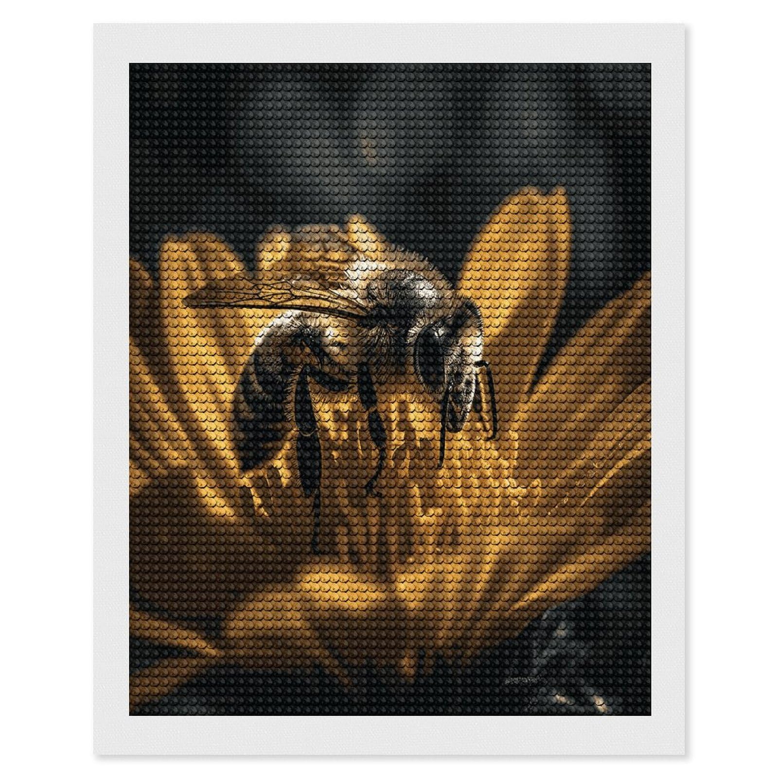 FekiLoot Serious Bee Diamond Art Kits for Adults Diamond Painting Kits for Beginners DIY Diamond Art Kits Round Full Drill Diamond Dot Gem Painting for Home Wall Decor Gift 16"x20"