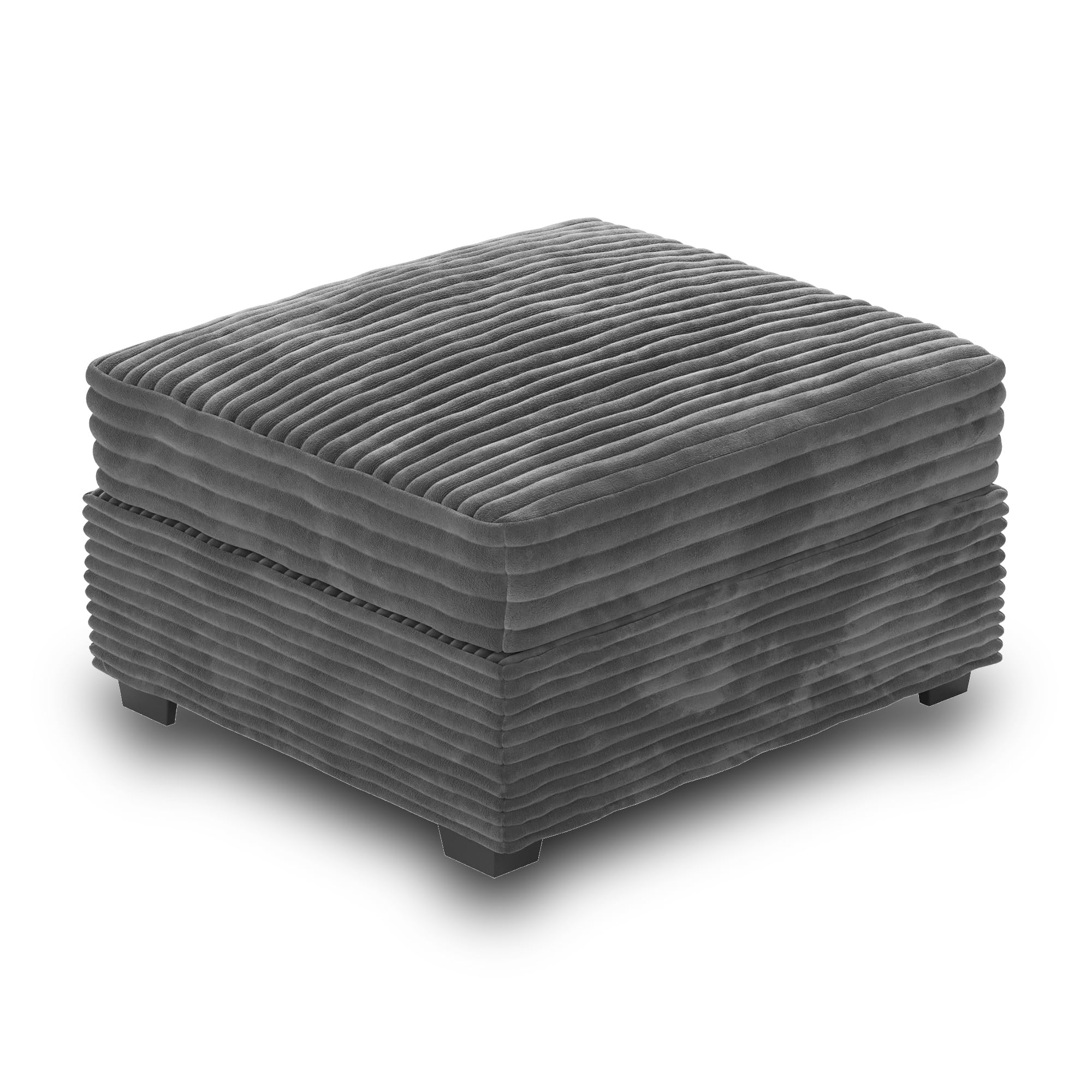 HOOOWOOO Modular Sectional Sofa Couch Matching Ottoman Seat Table Footrest(Grey Velvet Corduroy)