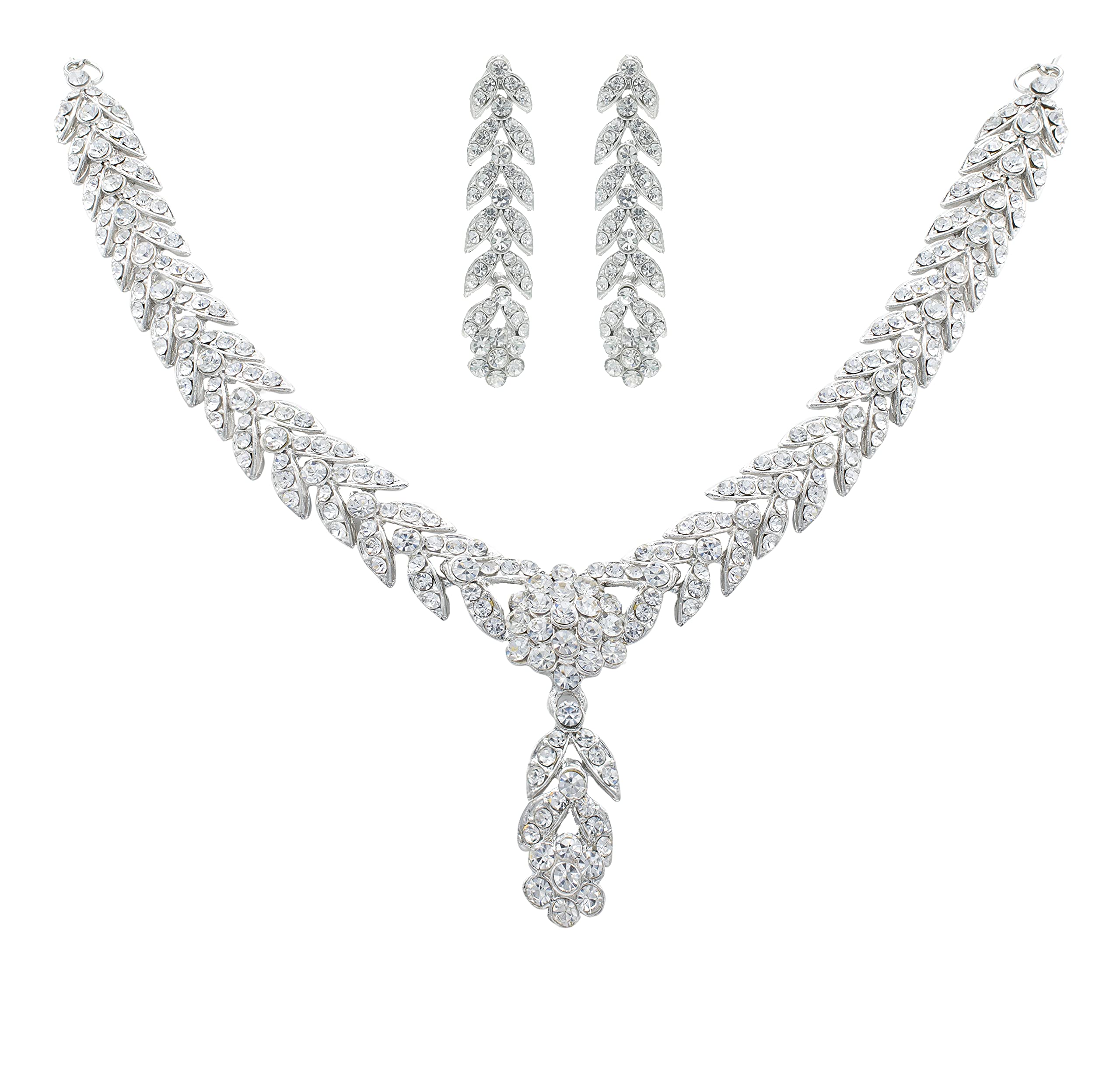 R A ENTERPRISES Silver Plated American Diamond Studded Necklace Jewellery Set For Women & Girls (B09GNL6DN2) Amazon Price History, Amazon Price Tracker