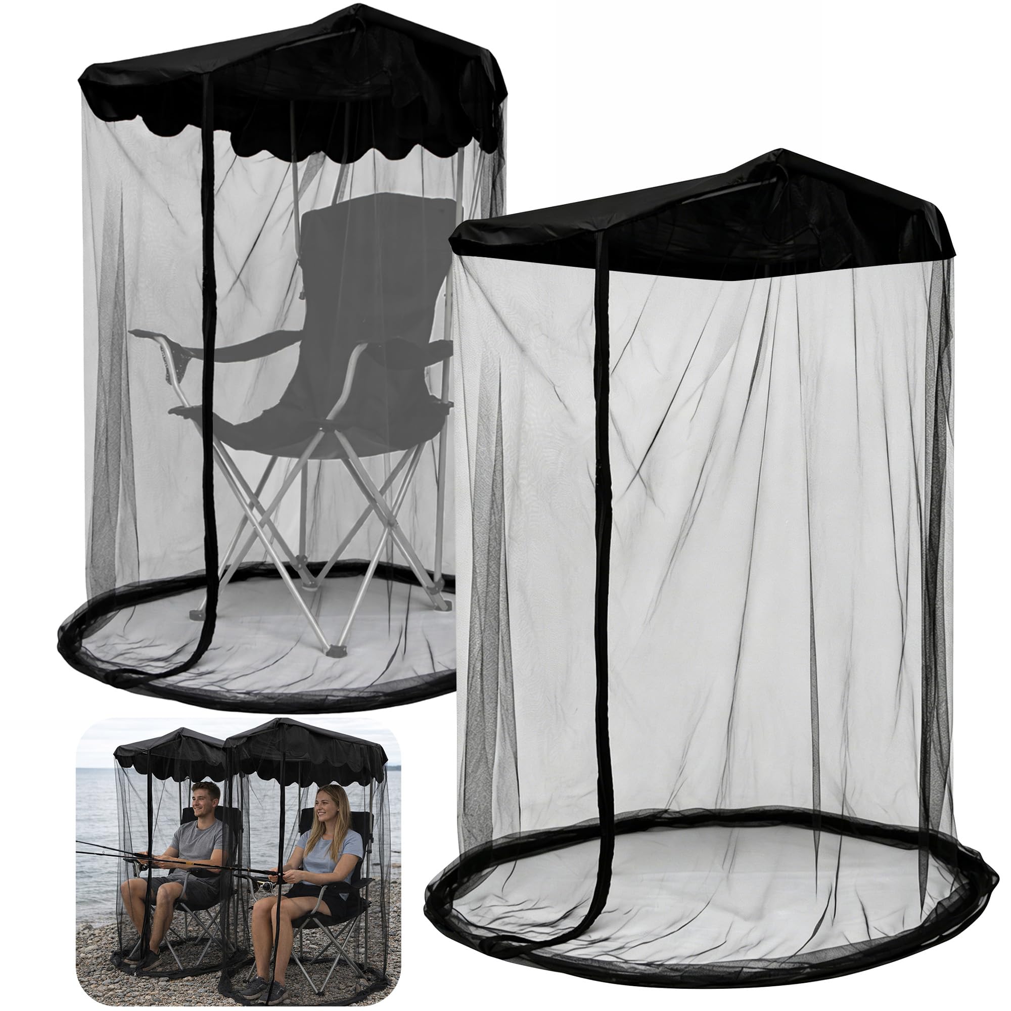 Photo 1 of 2 Pcs Canopy Chair Mosquito Net Cover, 63" H Bug Barrier Mosquito Mesh Tent