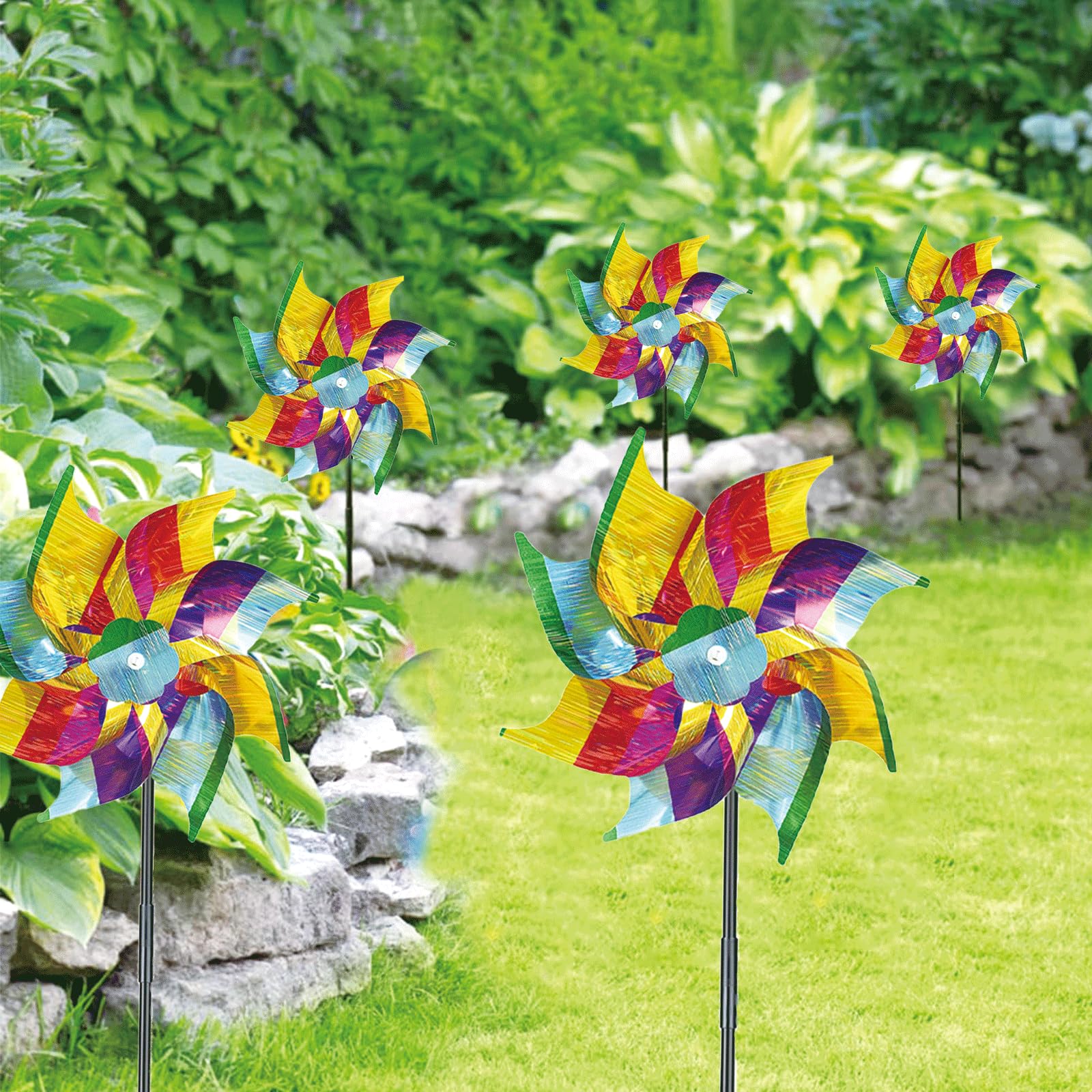 Catelves Molinillo de viento, 6 molinillos de viento, balcón, molinillo de viento, jardín, balcón, antipalomas, balcón, decoración de jardín para proteger jardín, huerto, patio (diámetro 18 cm)