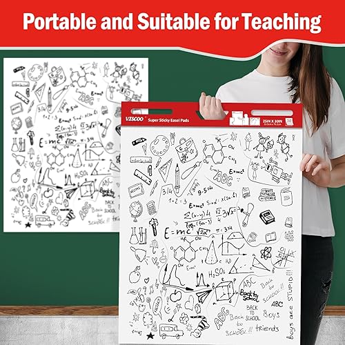 Miniatura 5 de Almohadilla de caballete adhesivo, papel de carta grande de 25 x 30 pulgadas para profesores, 3 blocs de papel de caballete autoadhesivo para