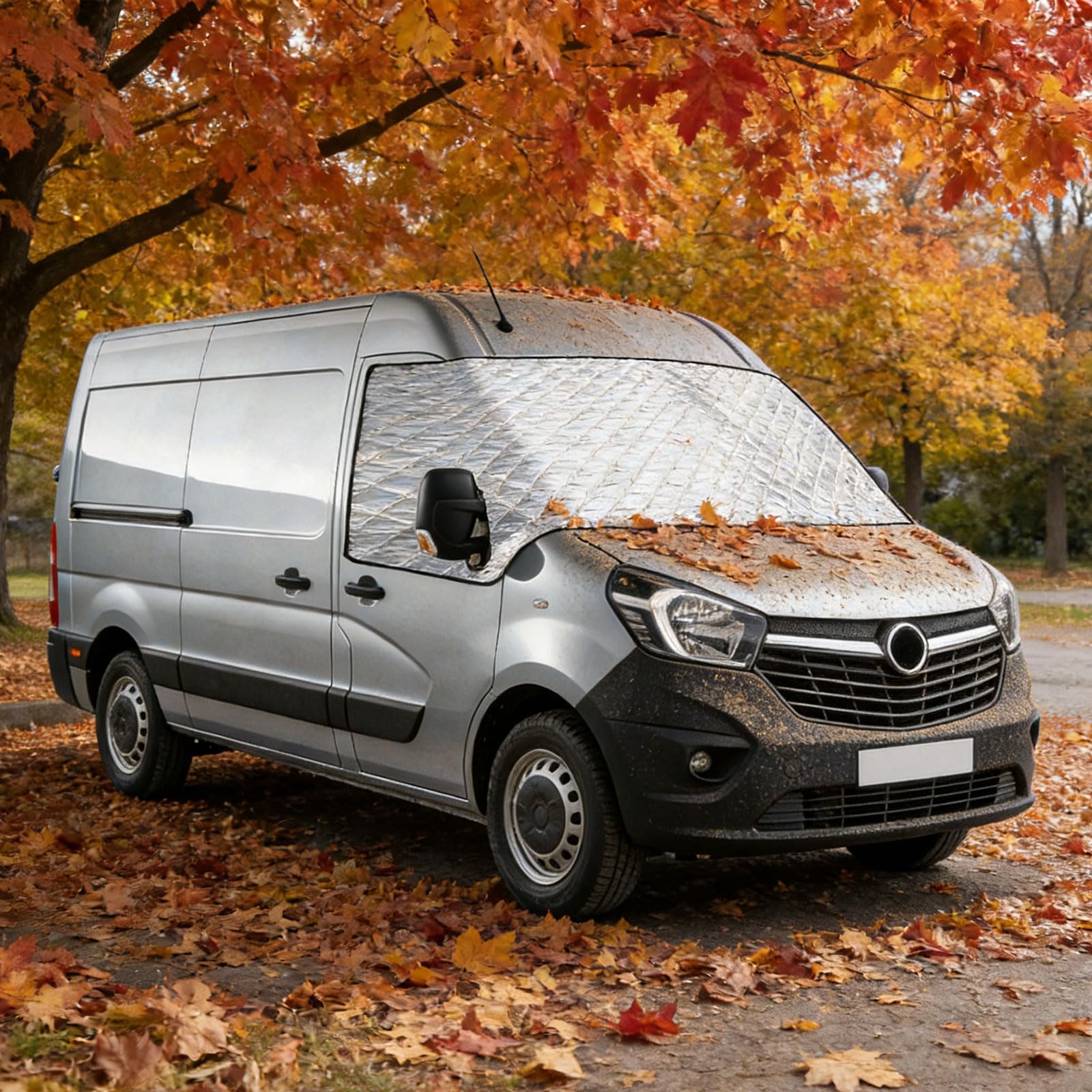 Verdickte Windschutzscheibenabdeckung für Movano 2010-2023, Renault Master 2010-2023, Windschutzscheibenabdeckung Anti-Frost-EIS-Staub-Fenster-Frontabdeckung, Sonnenschutz, Silber