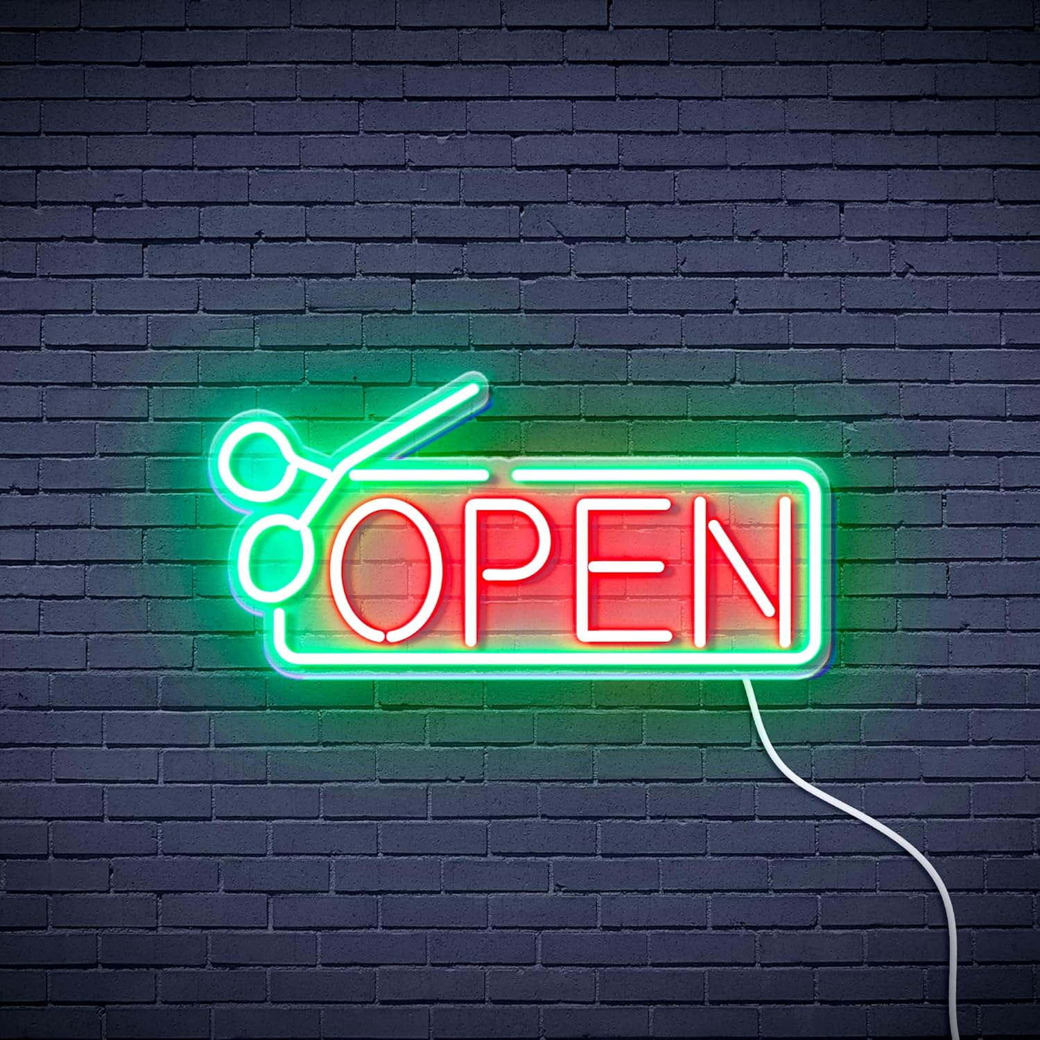 ADVPRO Open with Scissors Flex Silicone LED Neon Sign - White - st16s53-fnu0361-w