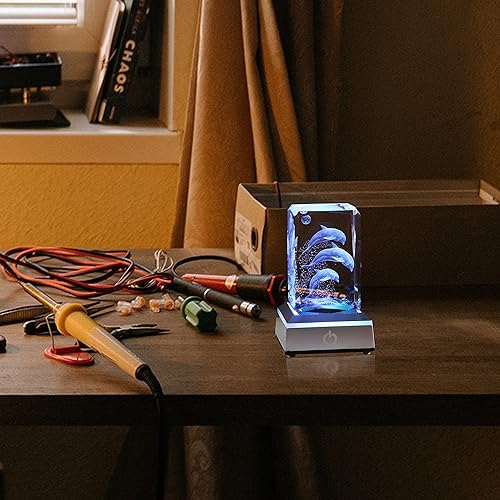 Miniatura 6 de Regalos de delfines de cristal grabados con láser 3D de Qianwei para mujeres y hombres, figuras de vidrio de delfines para decoración de habitación