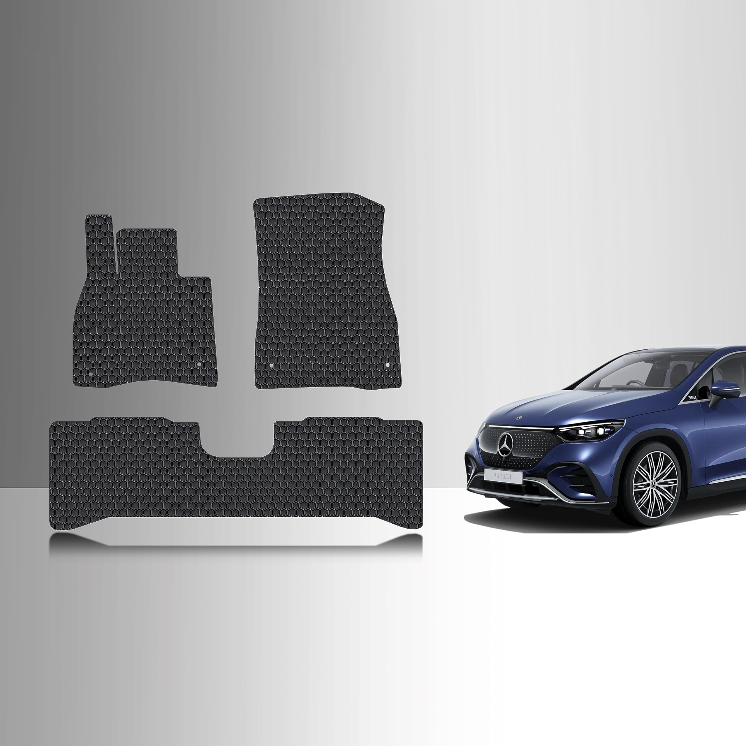 TOUGHPROFloor Mats Accessories Set (Front Row + 2nd Row) Compatible with Mercedes Benz EQE 350 SUV EQE 350+ SUV EQE 500 SUV All Weather Heavy Duty (Made in USA) Black Rubber 2023 2024