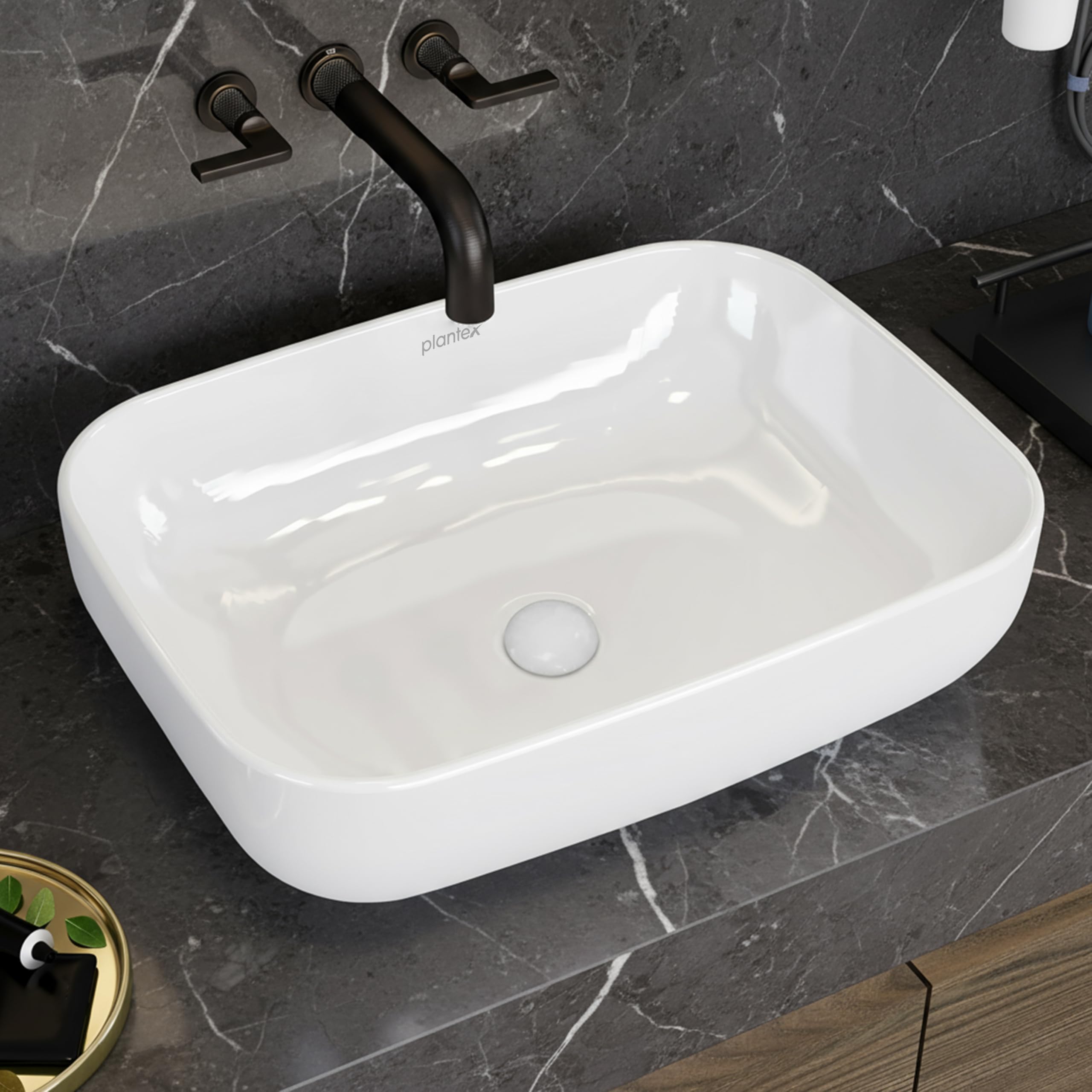Plantex Platinum Ceramic Tabletop Rectangular Wash Basin/Washbasin for Bathroom/10 Years Glaze Warranty by Plantex/Small Wash Basin (White - 18 x 13 x 5 Inch)