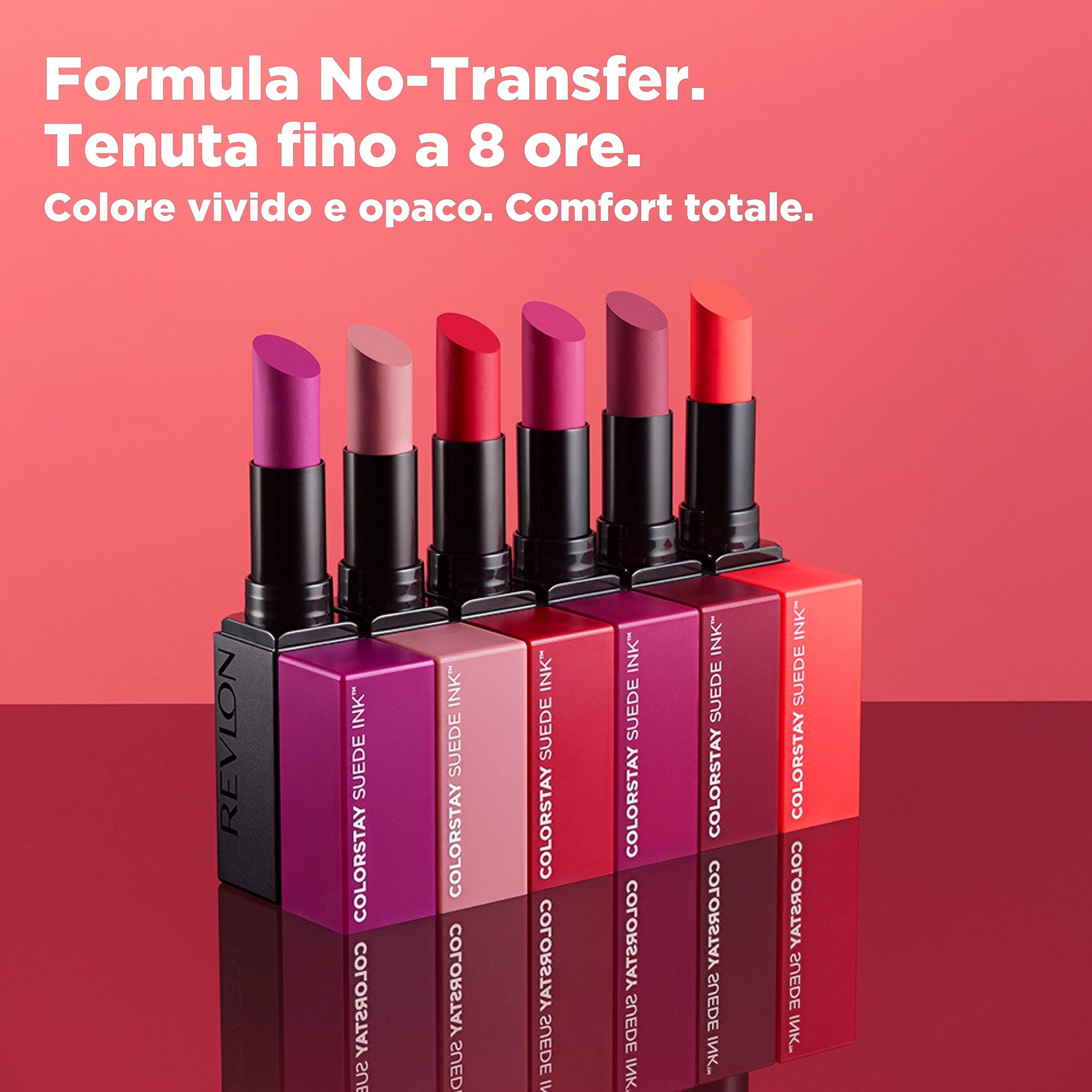 Revlon ColorStay Suede Ink Lipstick, Rossetto Opaco, A Lunga Durata, Formula No-Transfer, Arricchito con Vitamina E, Resistente All'Acqua, 015 Lip Boom, 2.55g