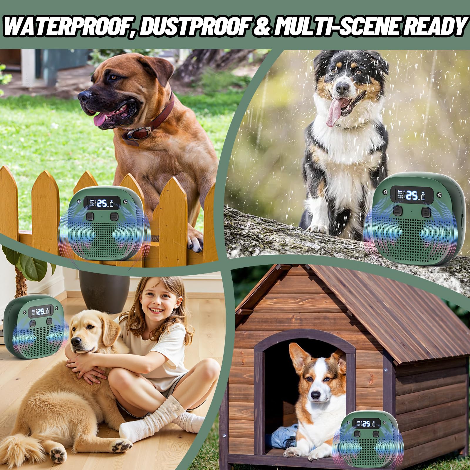 Dispositivos antiladridos, dispositivo antiladridos para perros de largo alcance de 50 pies, dispositivos de control de ladridos para entrenamiento de perros en exteriores, caja ultrasónica de