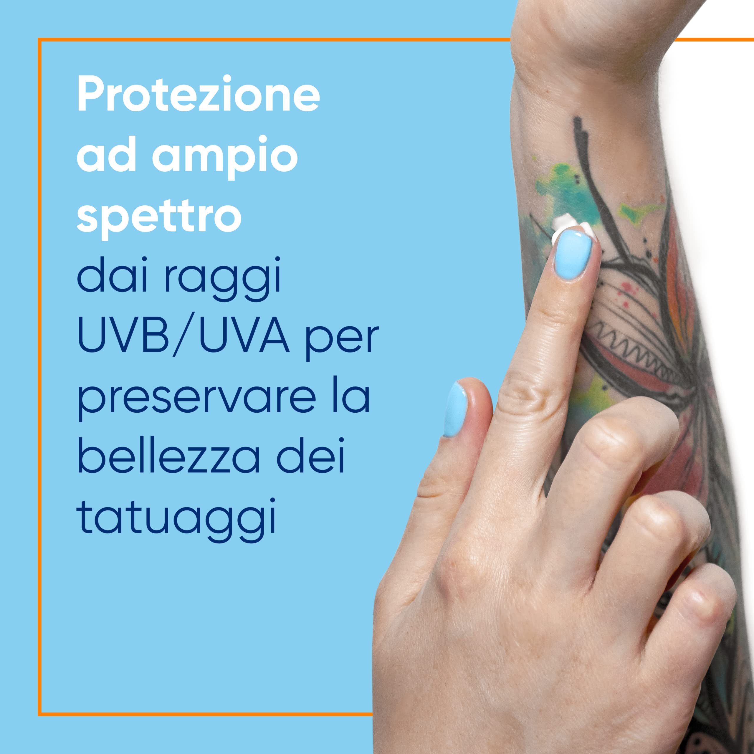 Bepanthenol Tattoo Crema Solare 50, Aftercare per Protezione Solare del Tatuaggio da Raggi UVB e UVA del Sole e Mantenere Vivi i Colori, Formato Viaggio 50 ml