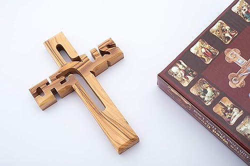 Miniatura 3 de Olive Wood Gifts Shop Cruz de Jesús de madera de olivo hecha a mano (6 pulgadas), colgante de pared, cruz de madera tallada con el nombre de Jesús,
