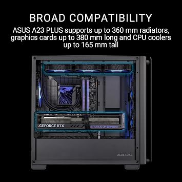 ASUS A23 PLUS TG ARGB Siyah Tempered Glass USB 3.2 mATX Mid Tower Gaming (Oyuncu) Kasa