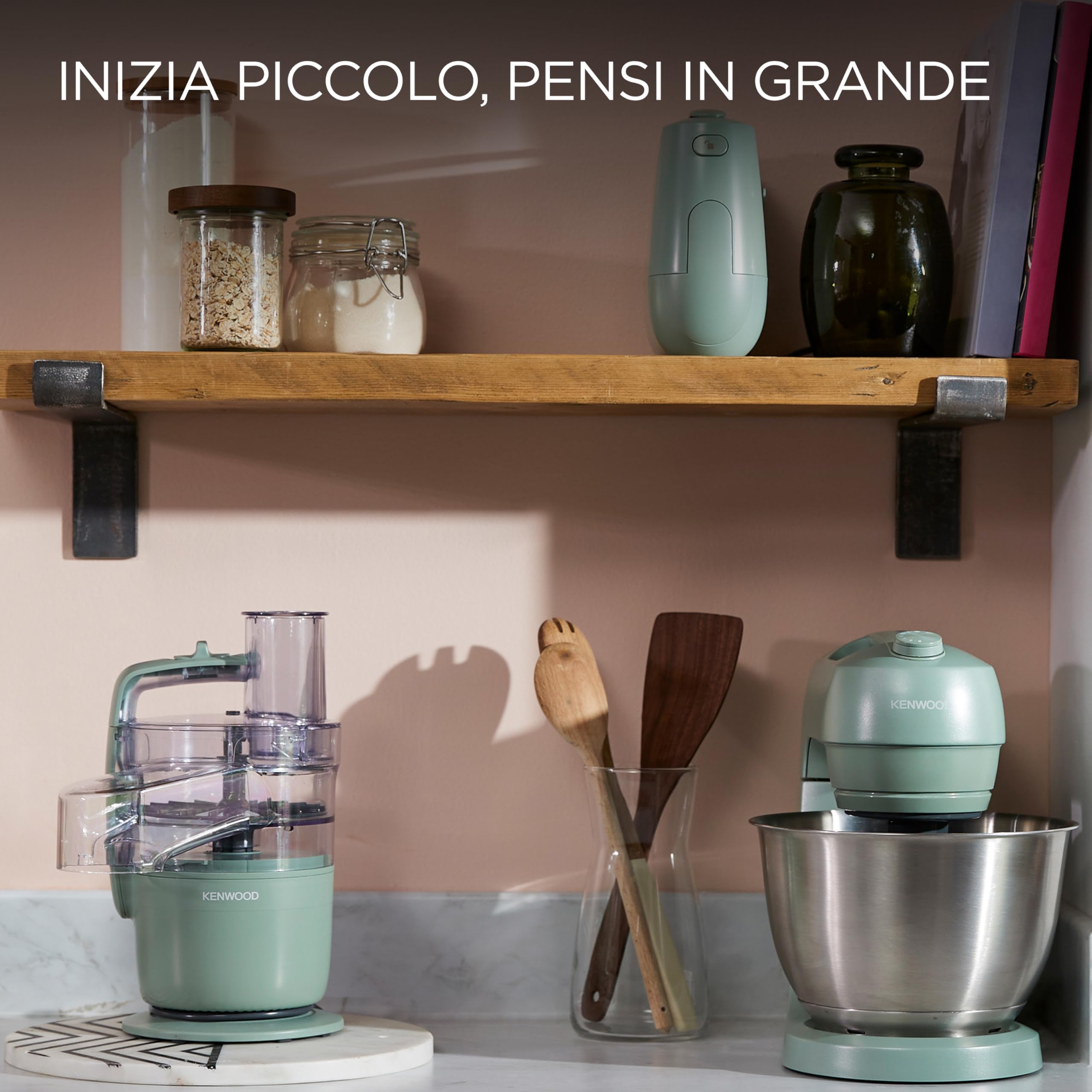 Kenwood MultiPro Compact – Robot da Cucina Multifunzione con Express Serve, Lama in Acciaio Inox, Dischi Affetta e Grattugia, Funzione Pulse, Verde Eucalipto (FDP23.140GR)