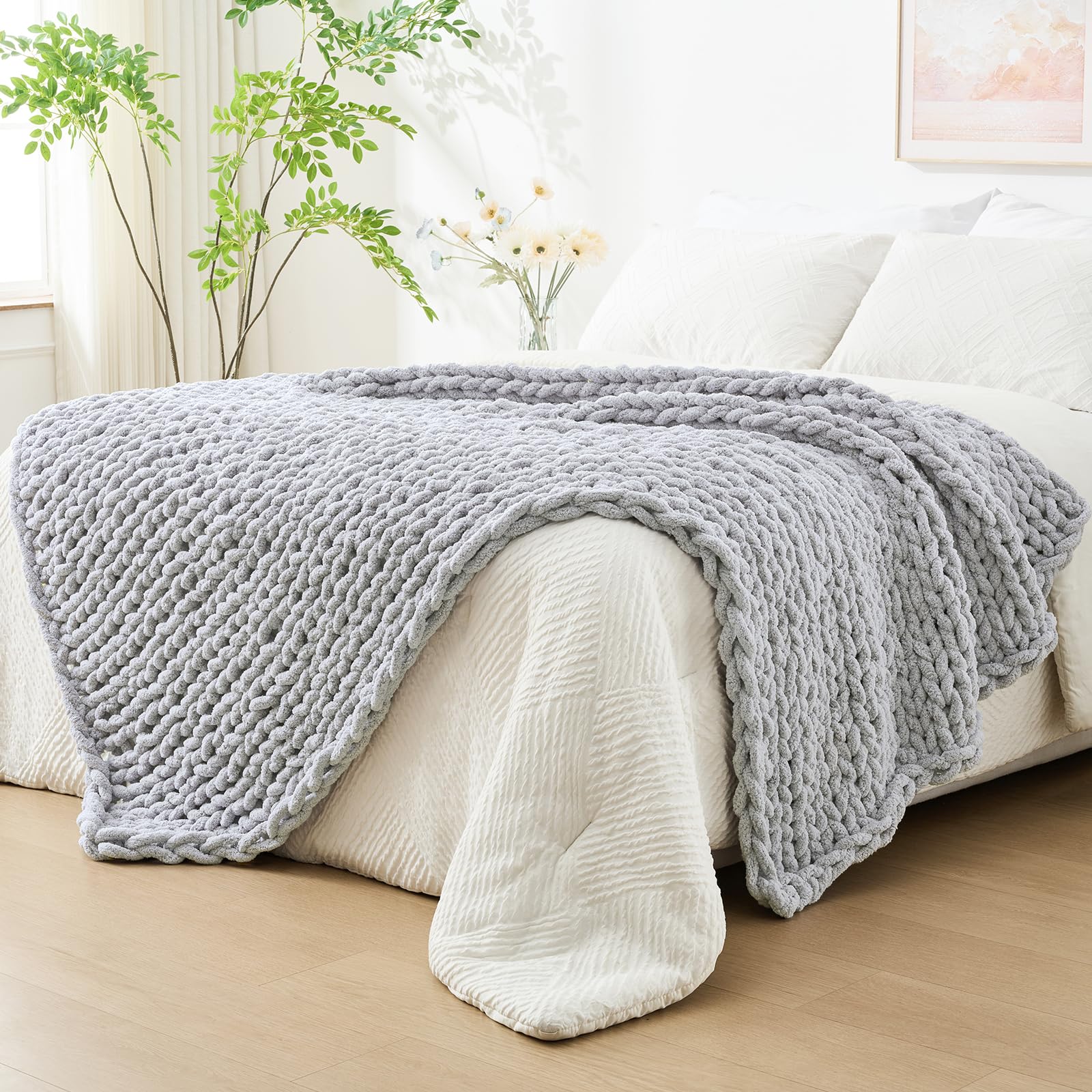 Amazon.com: Bigacogo Chunky Knit Throw Blanket for Couch, 80x90