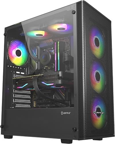 UNYKAch ATX Mir 100 Gaming-Gehäuse mit 4 ARGB-Lüftern, 1 USB 2.0 und 3 USB 3.0 - 1