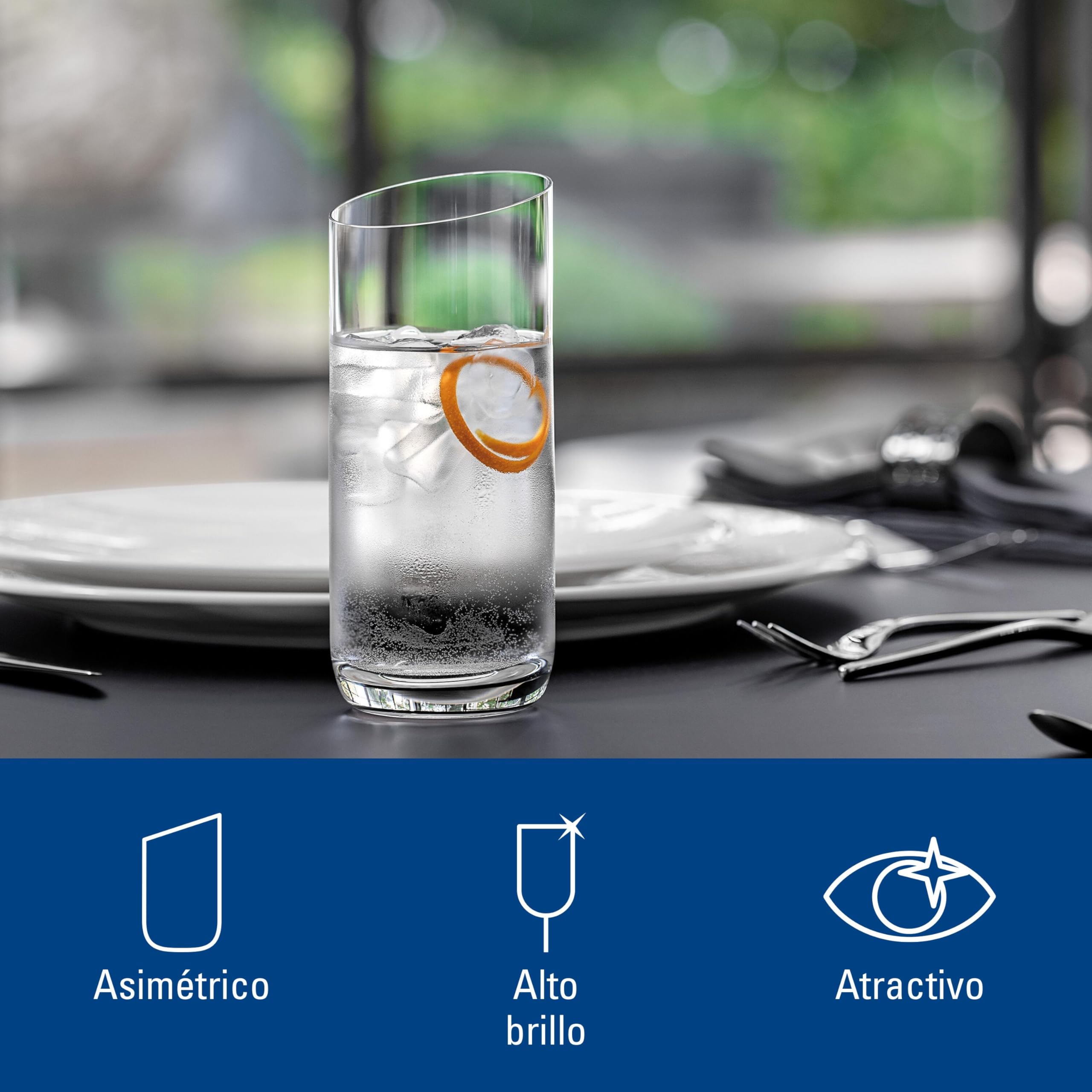 Villeroy & Boch Newmoon Vaso Largo Juego De 4 Claro, Apto Para Lavavajillas, Vasos Grandes Cristal, Set Vasos, Vidrio De Cristal