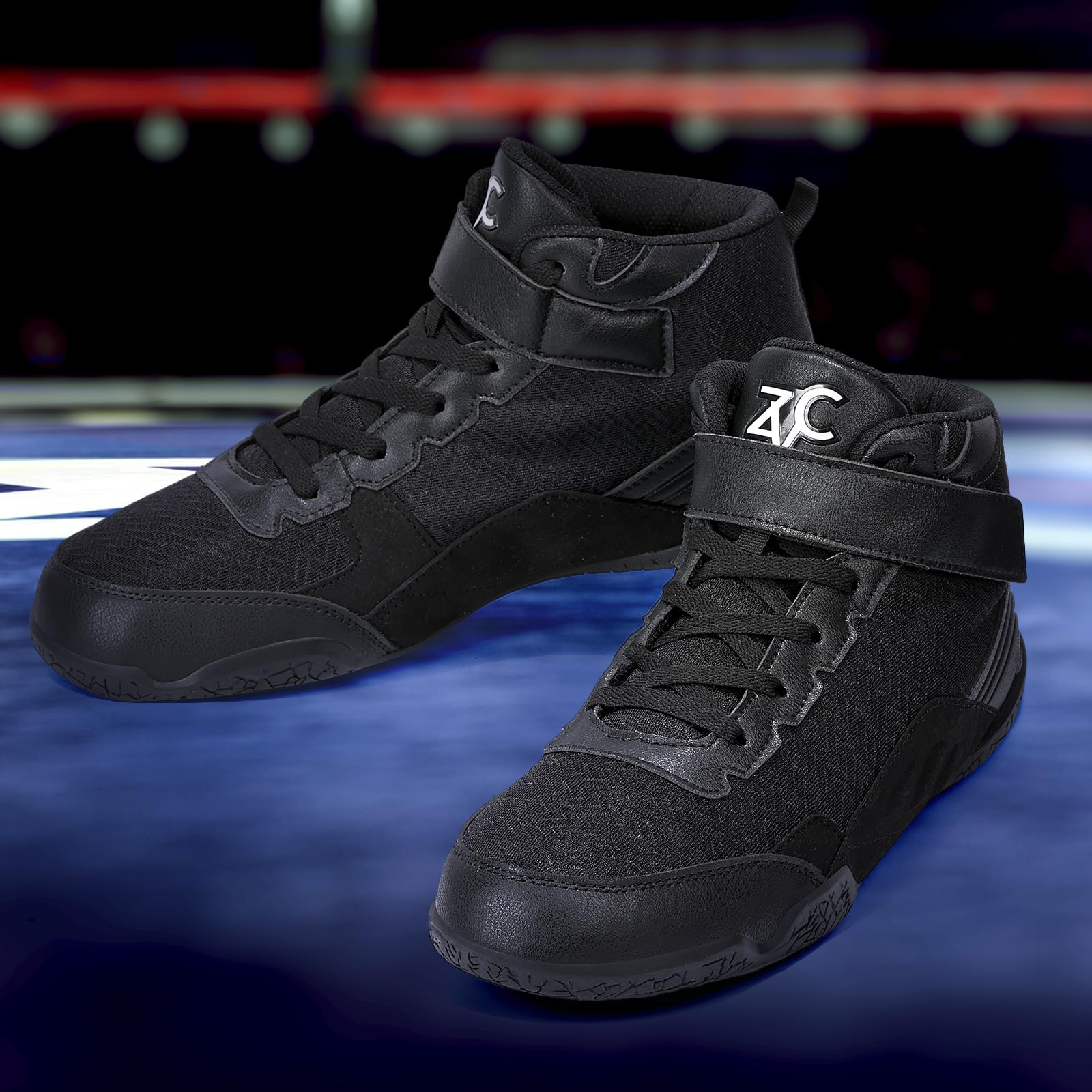 ZVC Scarpe da wrestling da uomo, scarpe da boxe, scarpe da combattimento, powerlifting, bodybuilding, calzature, nero, 40 EU