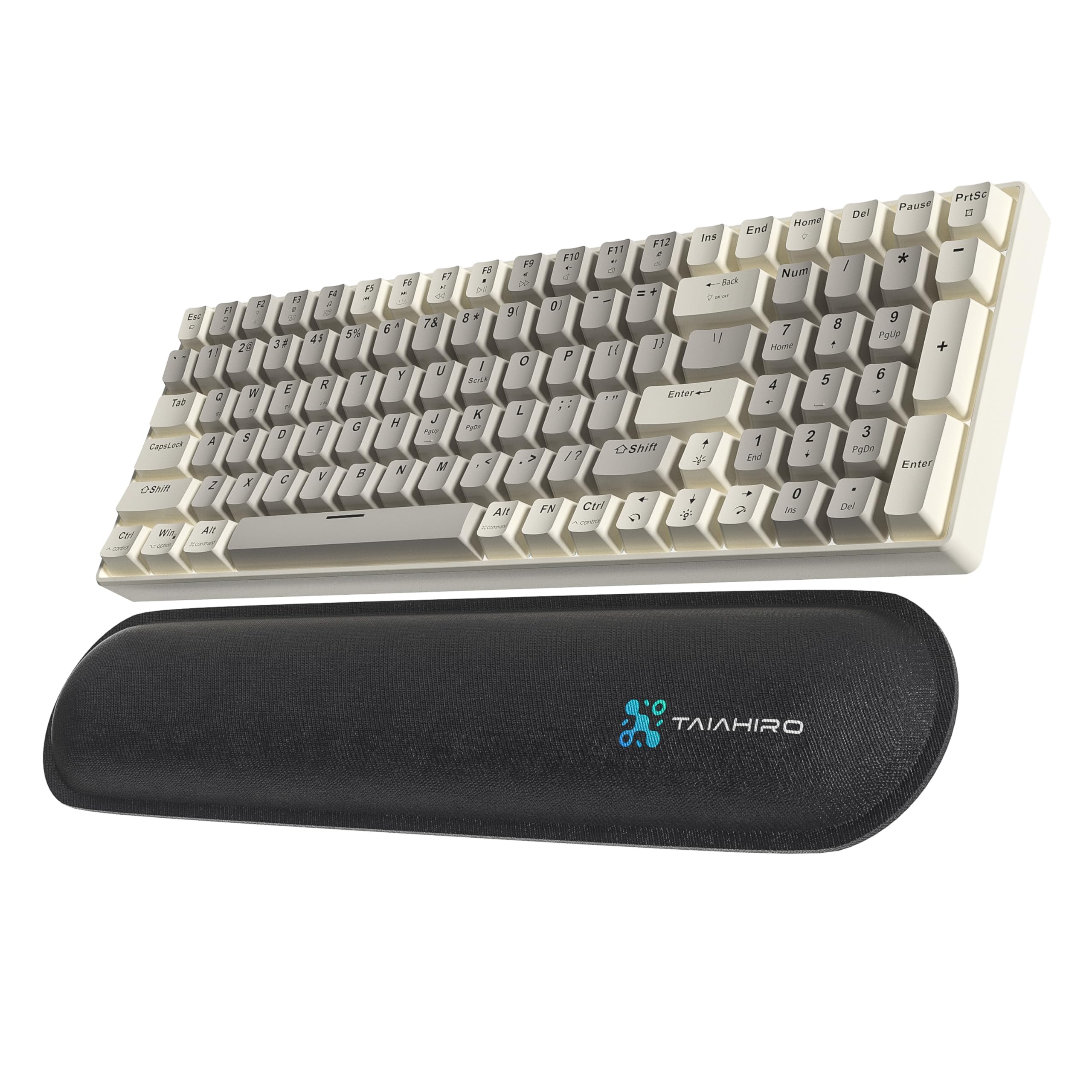 Wireless Mechanical Gaming Keyboard, 100 Keys Retro Keyboard Hot Swap, 3-Mode BT/2.4G/USB-C, 3000mAh Battery, Rainbow Backlit Ergonomic Keyboard with Wrist Rest Win/Mac, Silent Switch, Creamy Gray-image-30