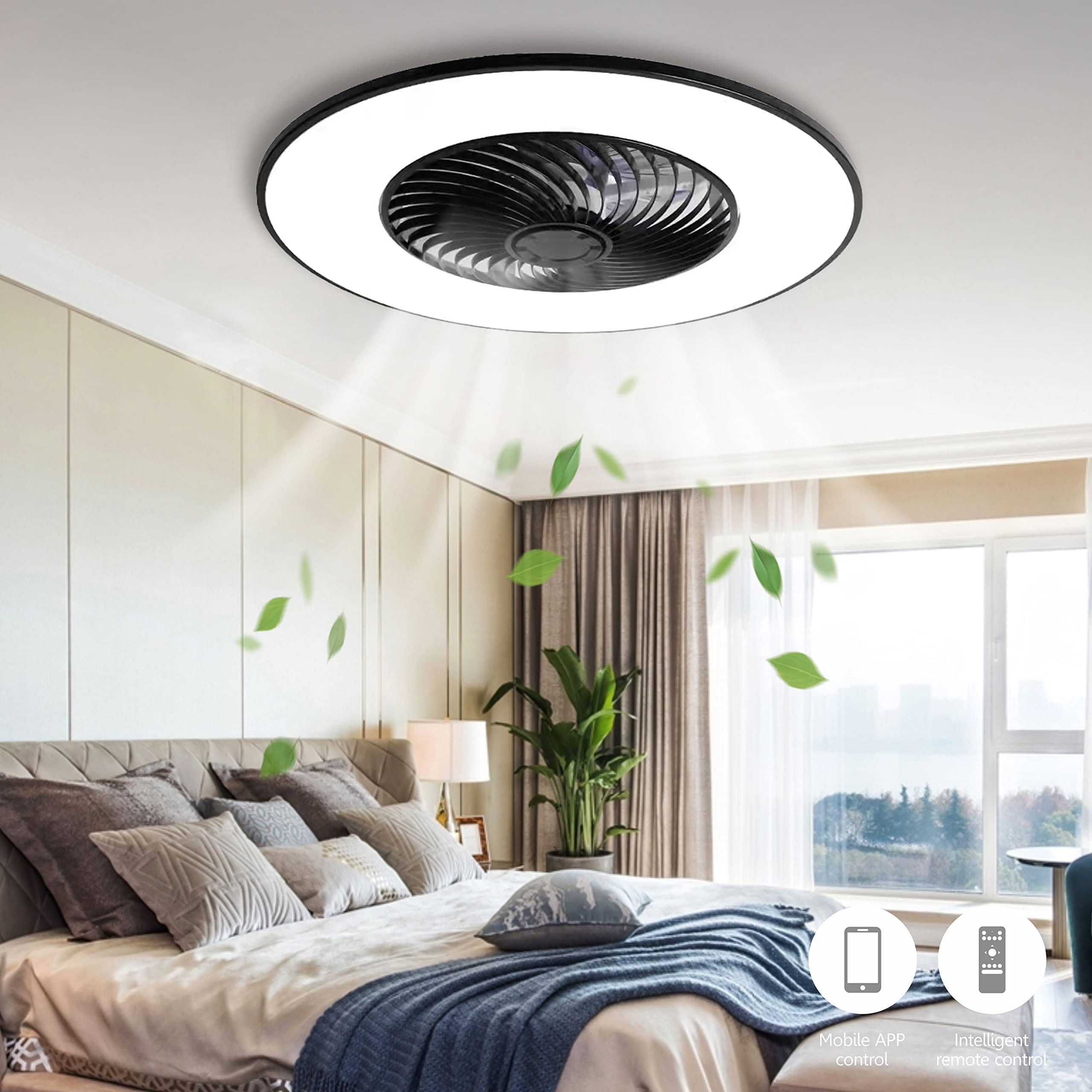 YANASO Ceiling Fan with Light Modern Bladeless Ceiling Fan with Remote