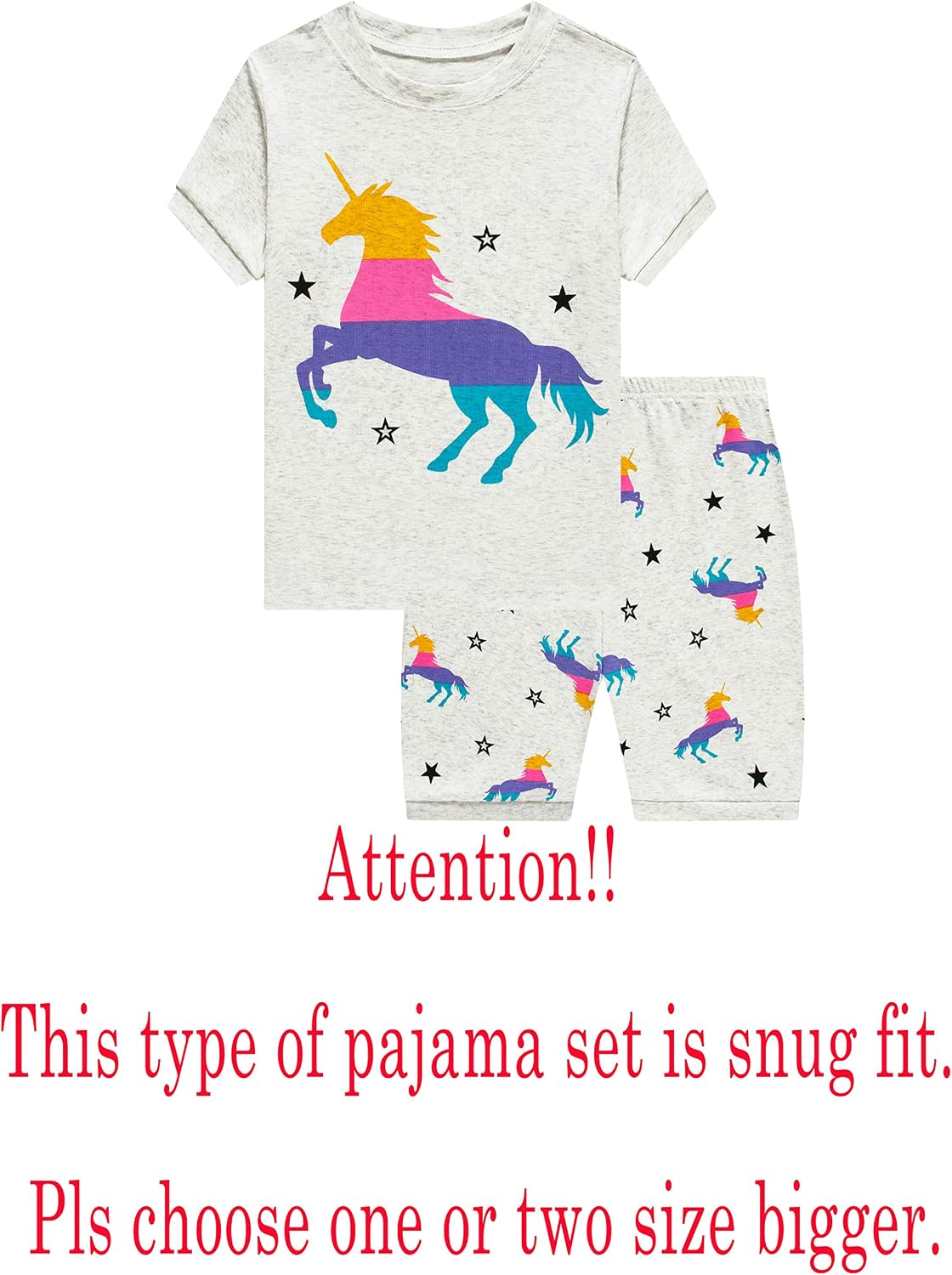 KikizYe Little Big Girls Pajamas Set Short Sleeve PJs 100% Cotton Pyjamas