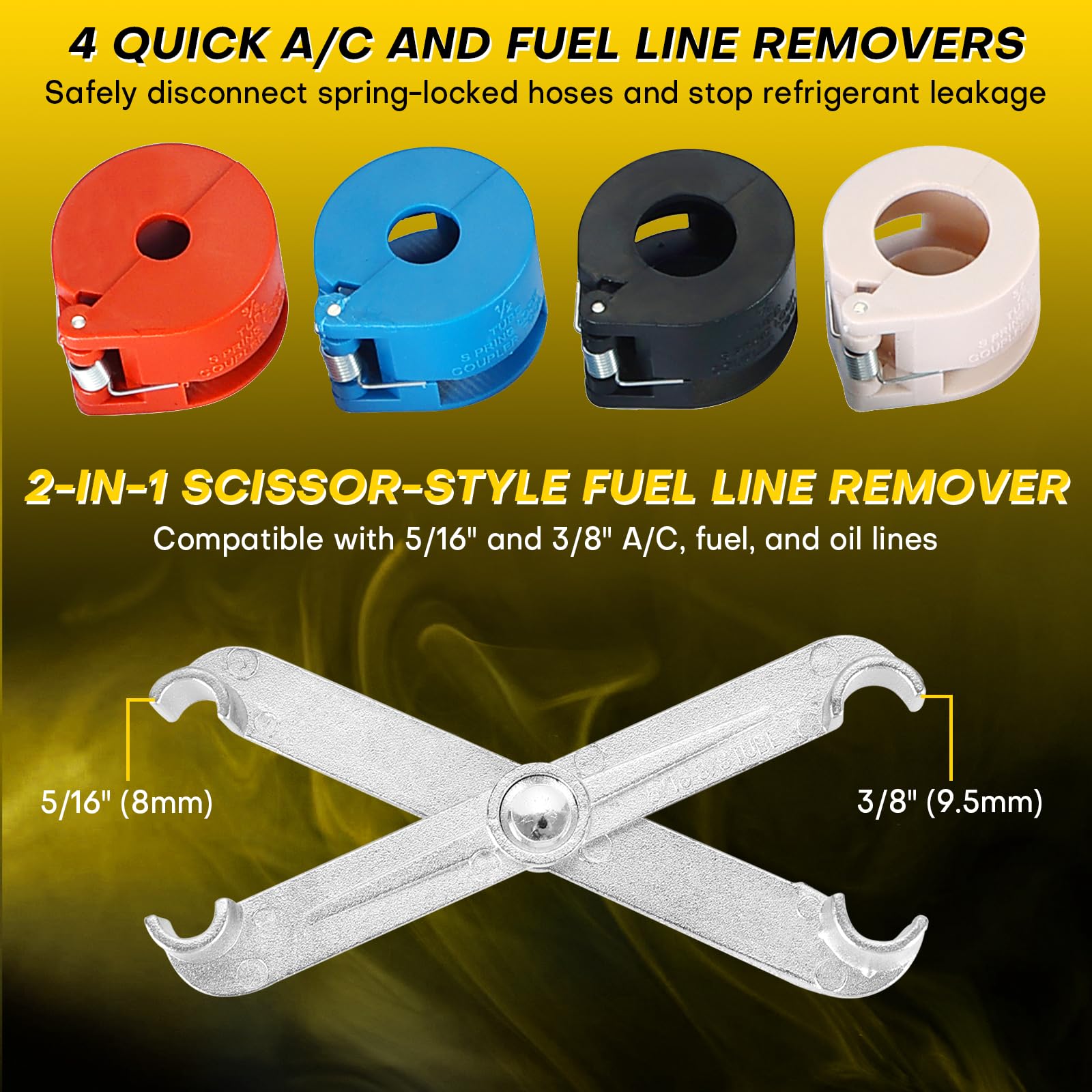 Lot de 26 outils de déconnexion de conduite de carburant | Outil de déconnexion de ligne AC, outil de retrait de conduite de carburant, kit professionnel de retrait de carburant, A/C et ligne