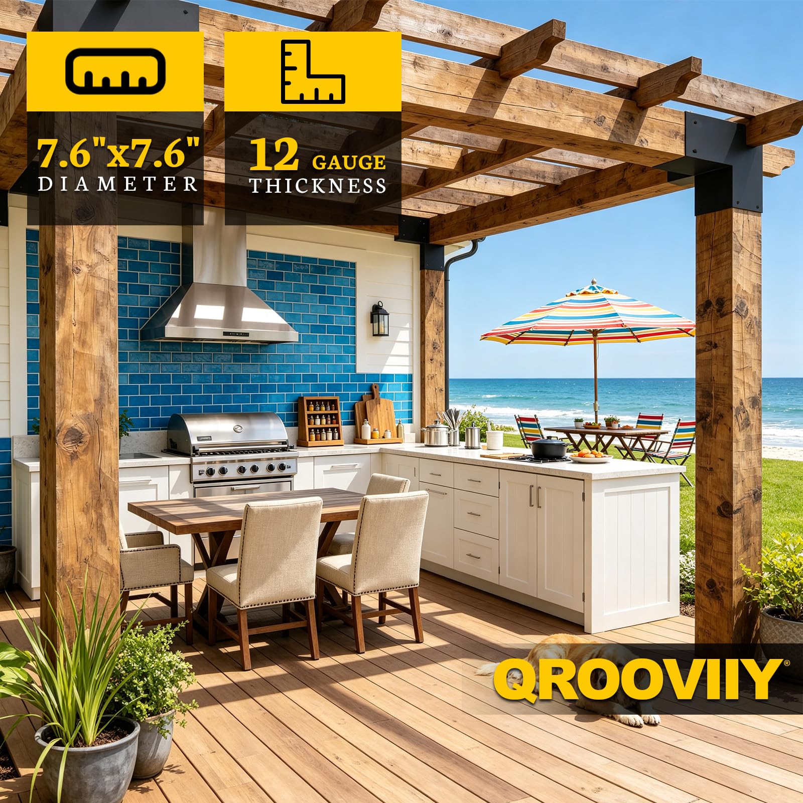 Kit di staffe Pegola 8 x 8, staffe angolari per legno a 3 vie ad angolo retto per legno da 20,3 x 20,3 cm (attuale: 19,1 x 19,1 cm), staffe in metallo fai da te per patio, padiglione, capanna