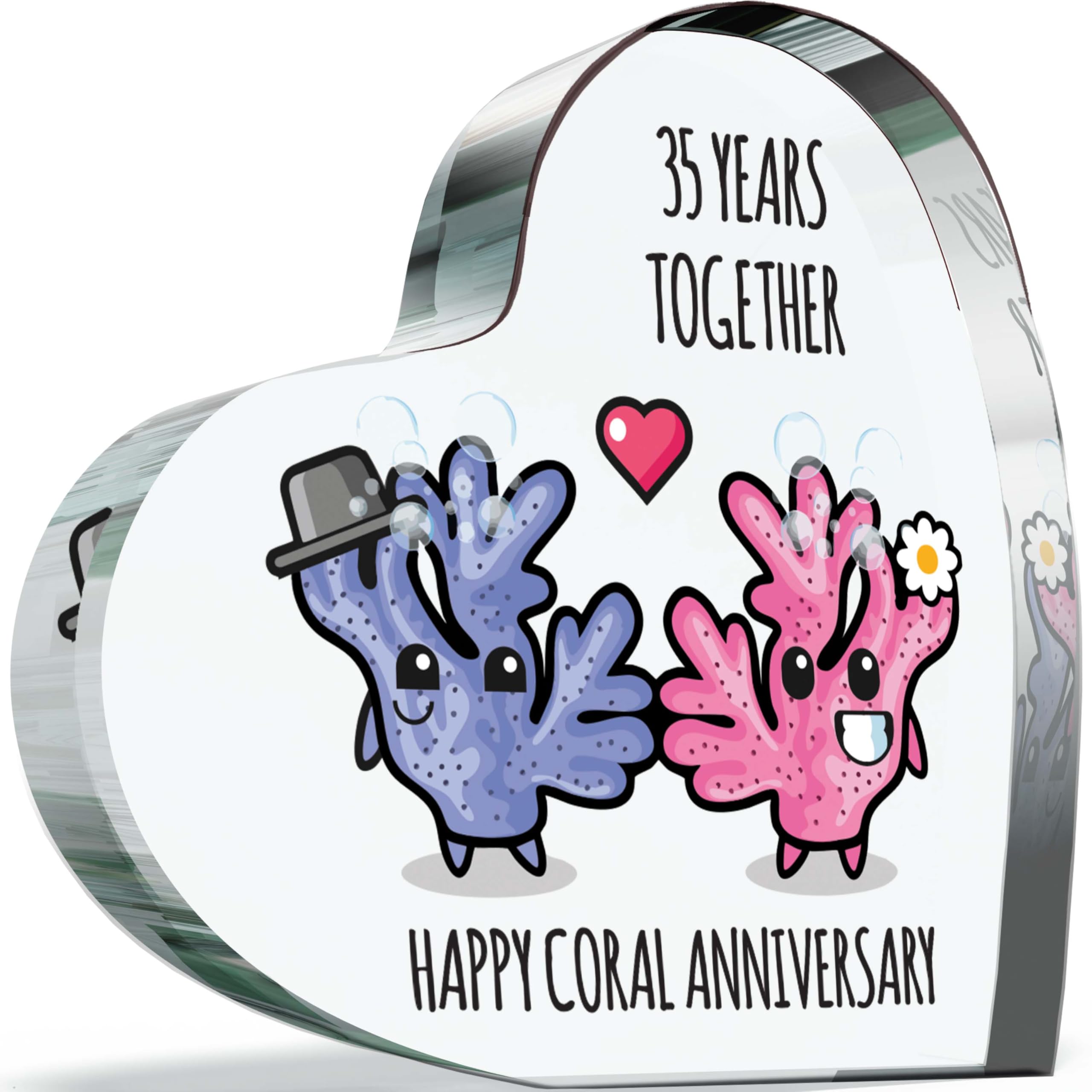 35th Anniversary Plaque Gifts for Wife Husband, Happy Coral Anniversary