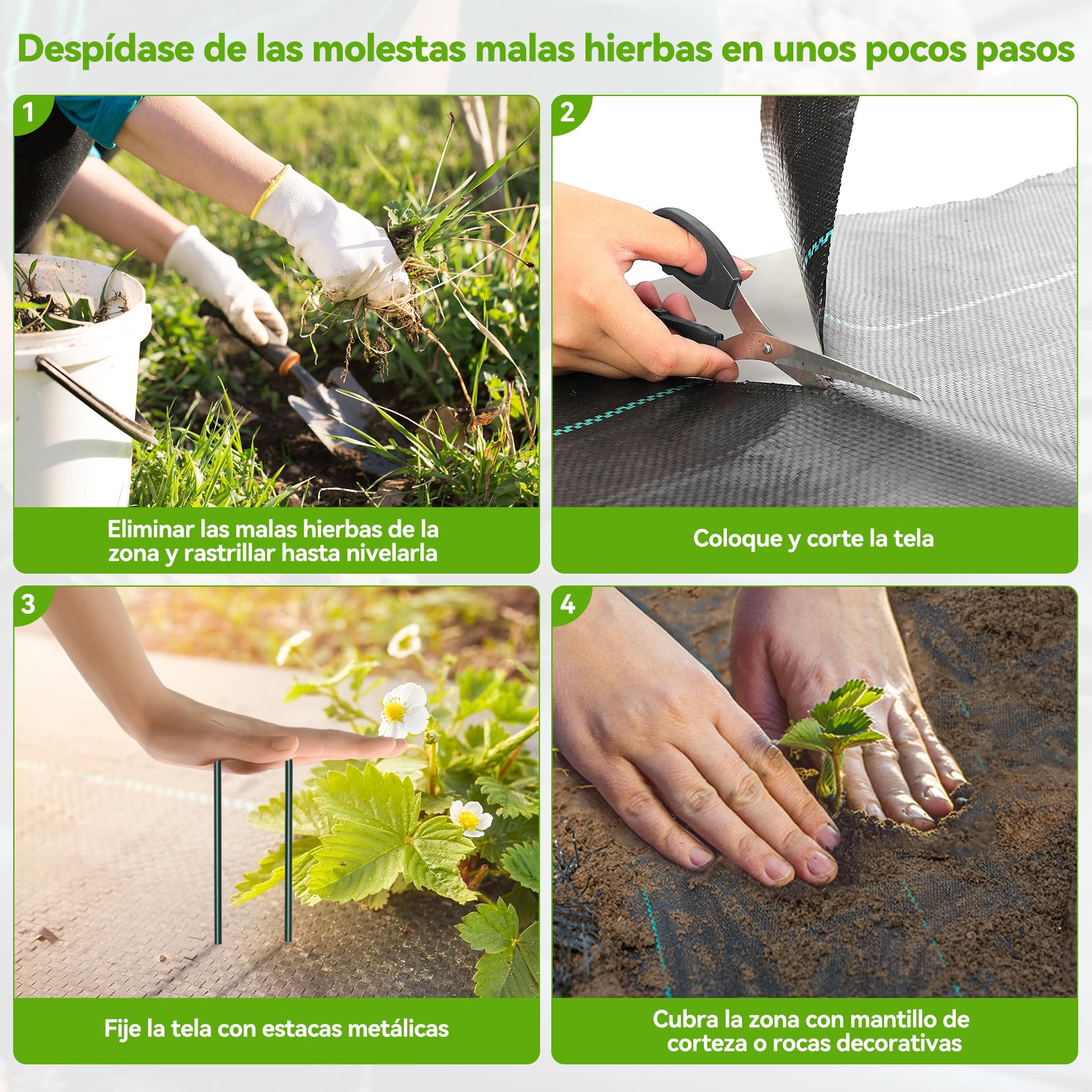iropro Malla Antihierbas, 4m x 25m, 100m² Malla contra Malas Hierbas, Tela Antihierbas, Tela Geotextil para Control de Maleza, Protección césped Artificial, Lona antimalezas jardín, Anti-UV