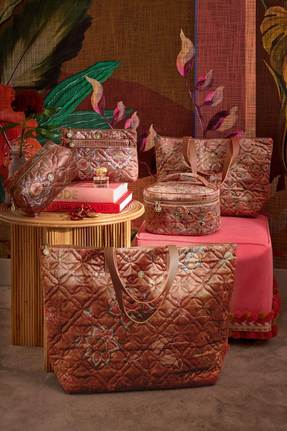 Pip Studio Cleo Beauty Case Flora Bangelore Sand 26x16x16cm