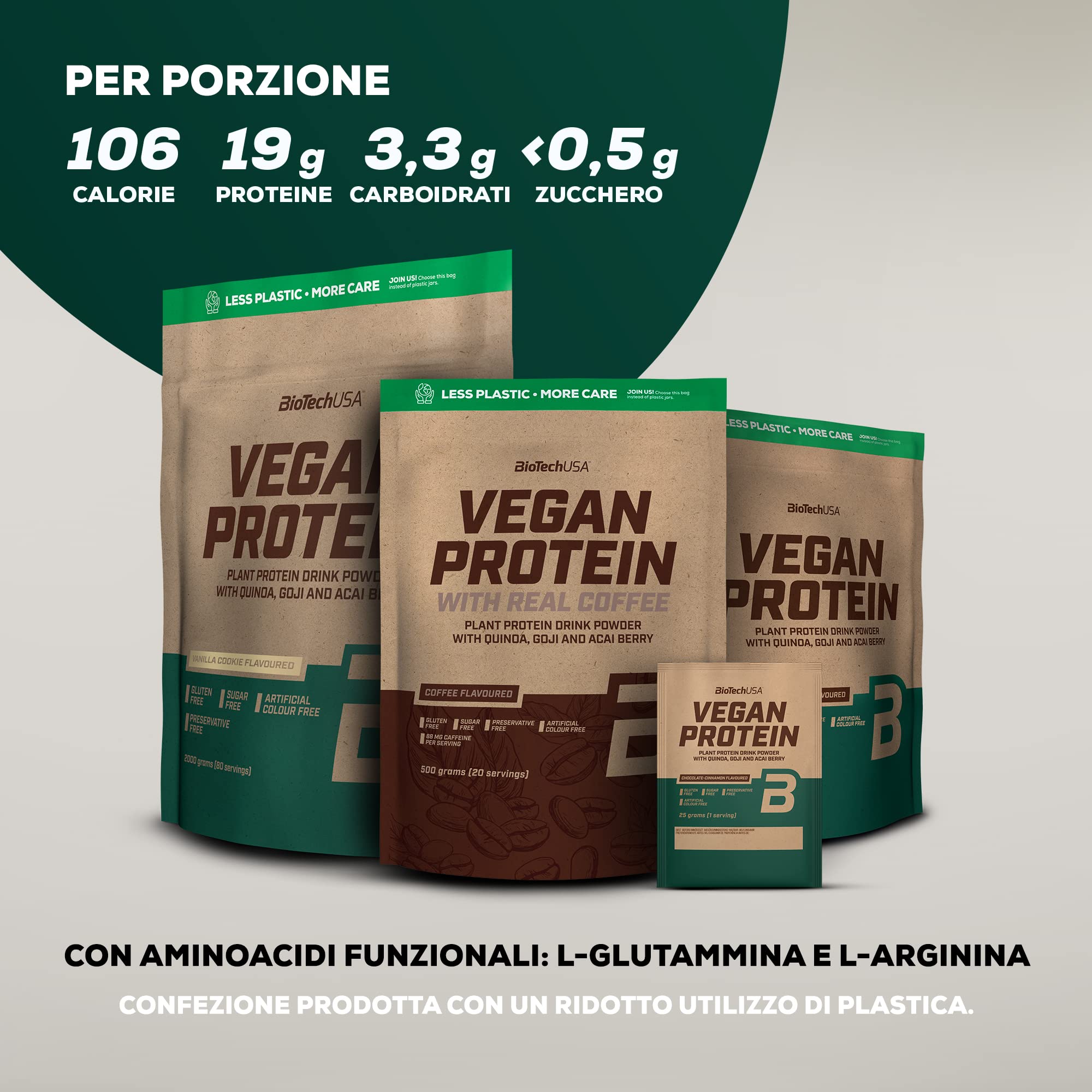 BioTechUSA Vegan Protein | Frullato a base di riso e piselli con superalimenti e aminoacidi | Senza zucchero, lattosio e glutine, 500 g, Frutti di bosco