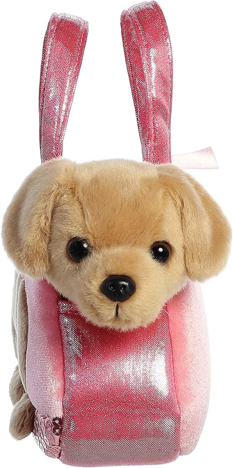 Aurora® Fashionable Fancy Pals™ Peek-A-Boo™ Lab Stuffed Animal - Plush with Stylish Purse for Dress Up Fun - Perfect for Kids 3+ Years, Costumes, and Birthdays - Brown 7 Inches