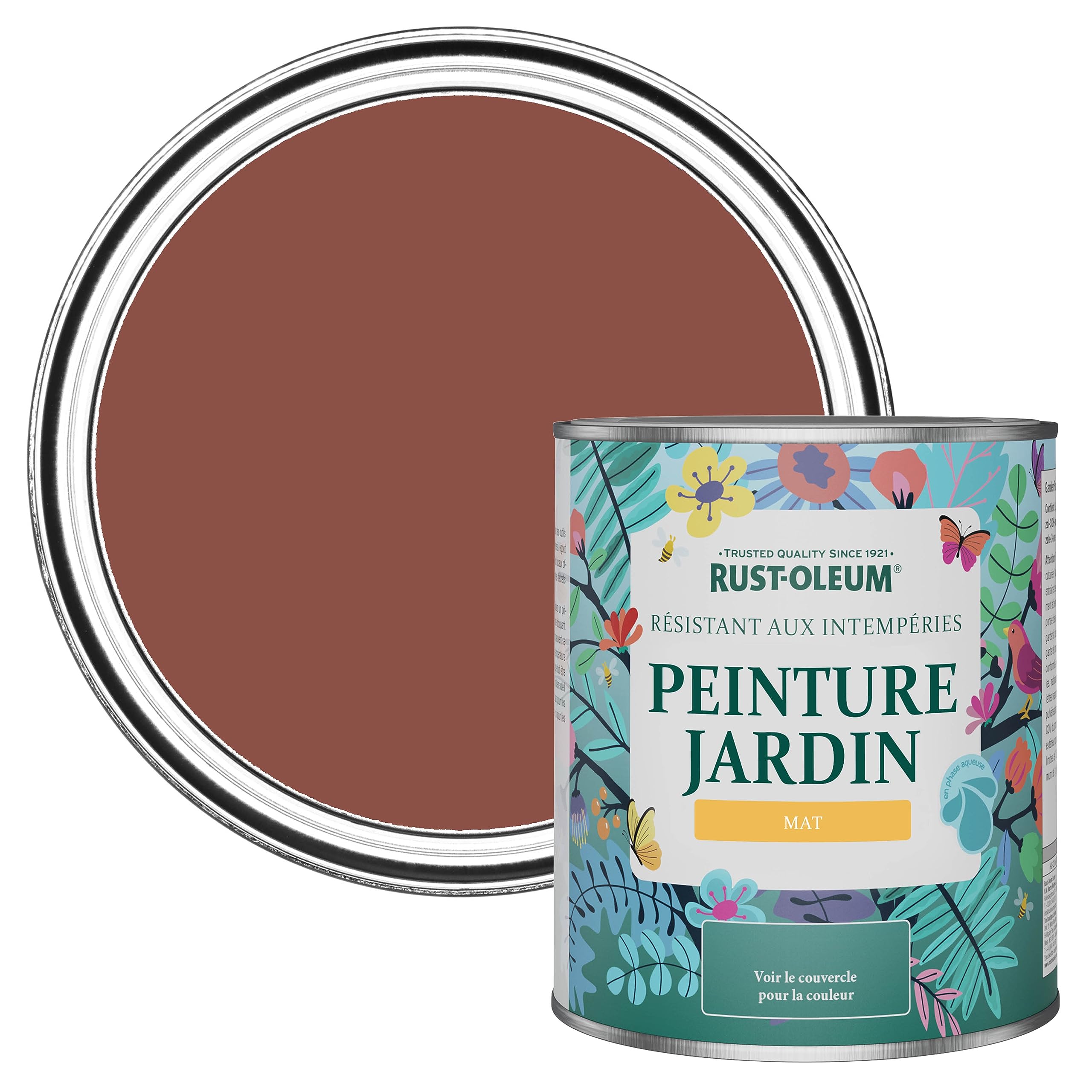 Rust-Oleum Rouge Peinture Résistante à l'humidité pour Jardins, Finition Mate - Rouge Brique 750ml