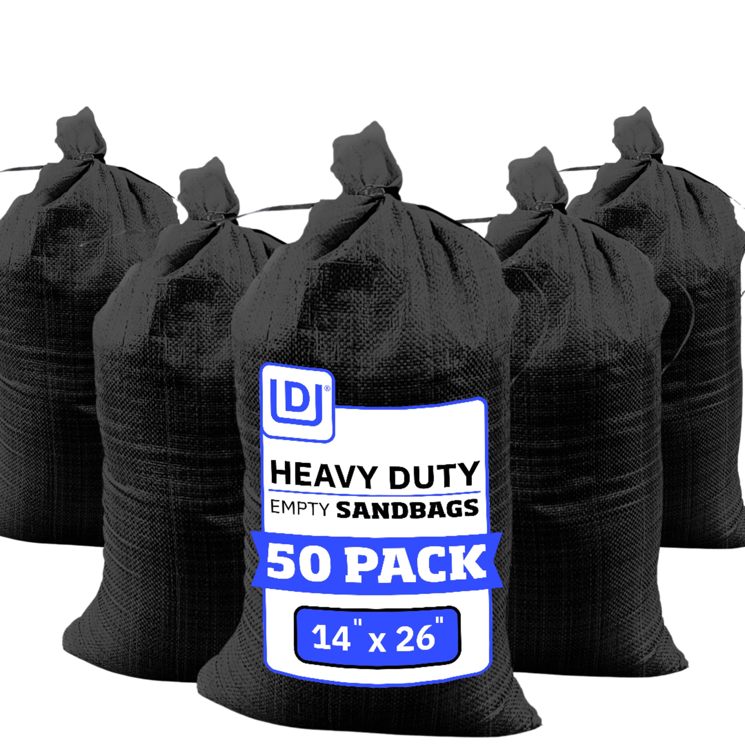 DURASACK Heavy Duty Sand Bags with Tie Strings Empty Woven Polypropylene Sand-Bags with 1600 Hours of UV Protection, 50 lbs Capacity, 14x26 inches, Black, Pack of 50-image-13