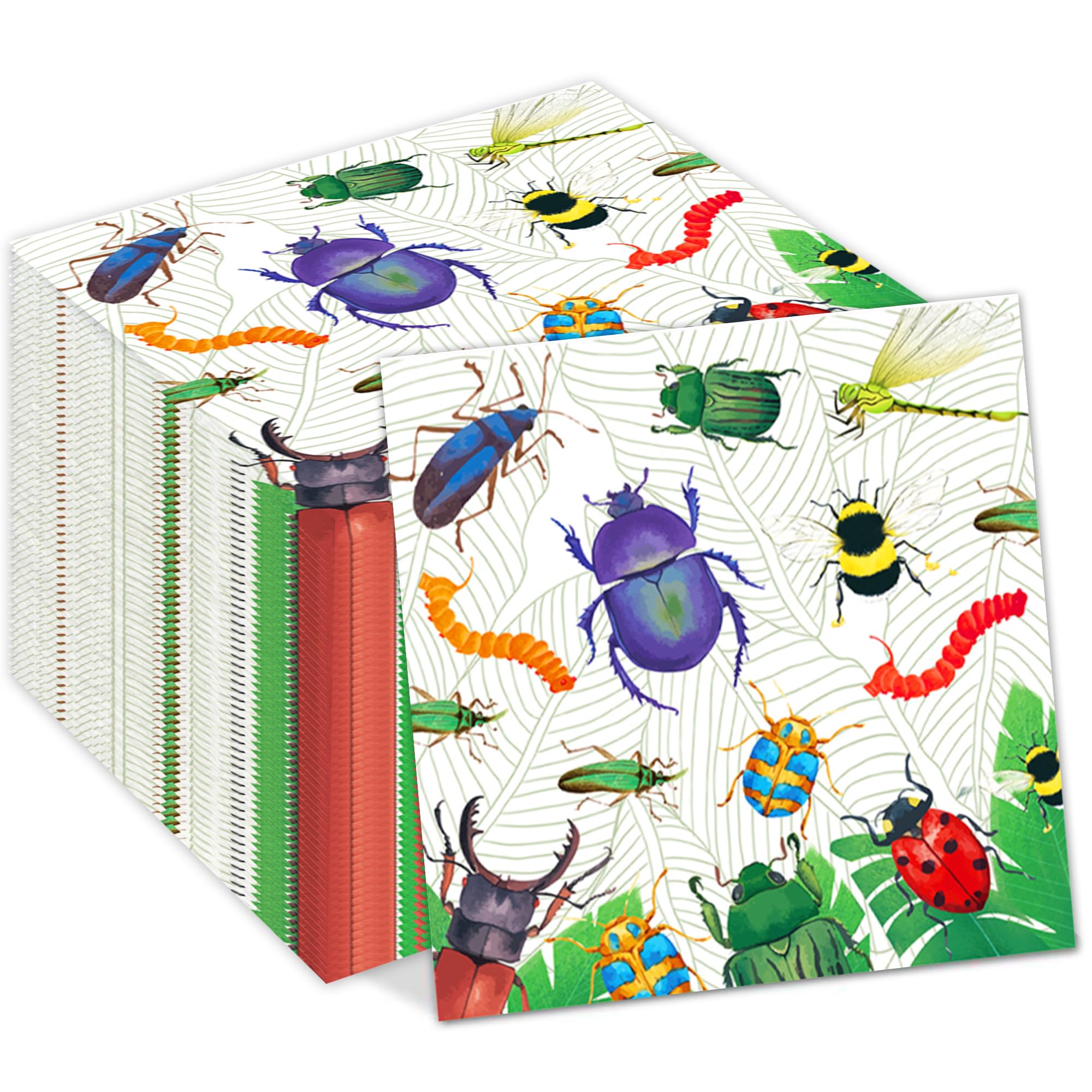 40Pcs Bug Party Napkins Bugs Theme Party Paper Napkins Insect Disposable Party Napkins Set Ladybug Dragonfly Paper Luncheon Napkins Bug Theme Party