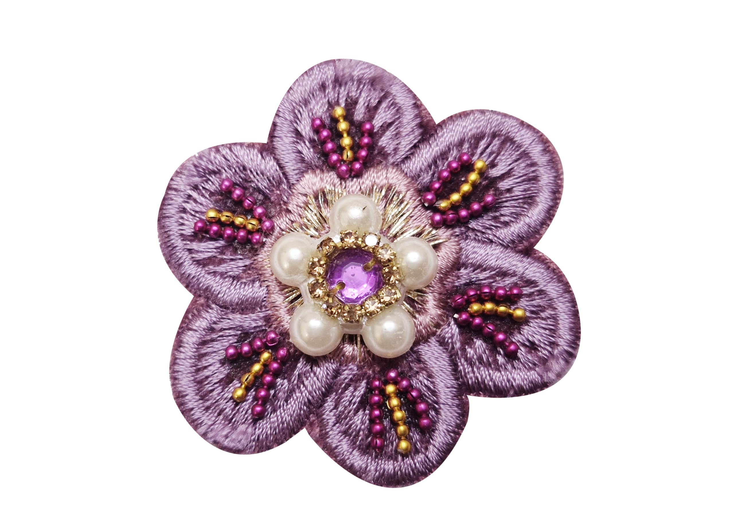 Little Shoppe Floral Embroidered Sewing Patch (12 Pack, 04cm * 04cm, Purple, Floral Theme, Traditional Style, Sew-on)