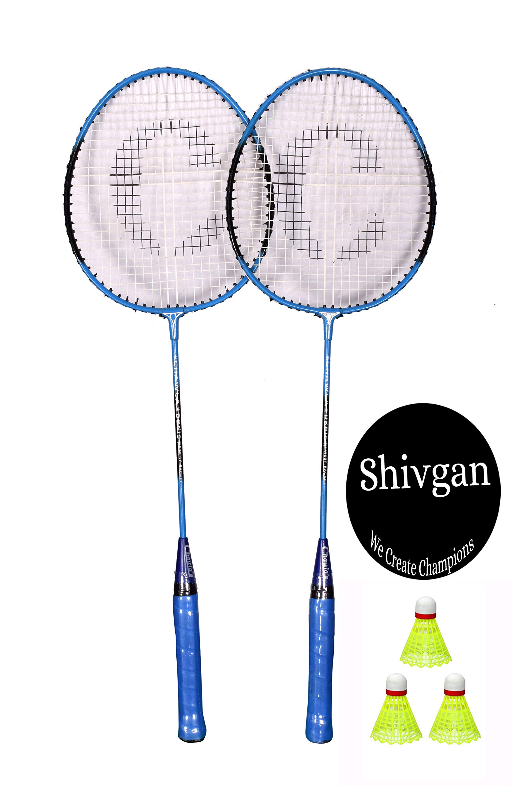 Shivgan Aluminum Swag badminton racquets with 3 Pieces Nylon shuttles (Blue) - Set of 2 (B085S6XPNR) Amazon Price History, Amazon Price Tracker