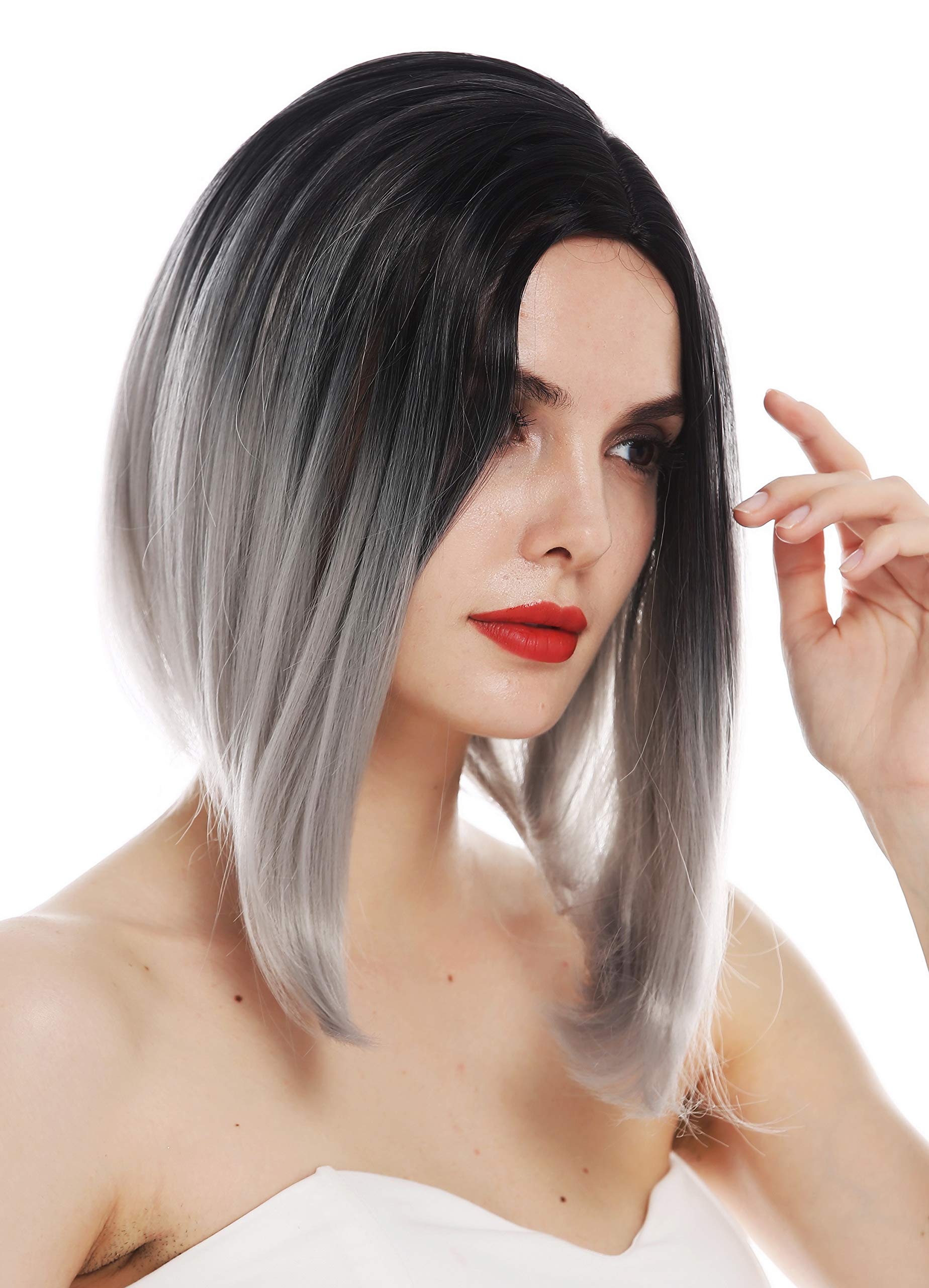 WIG ME UP - TYS-896-1BTT-T0906 wig women's wig long bob clavi cut shoulder length parting ombre black grey