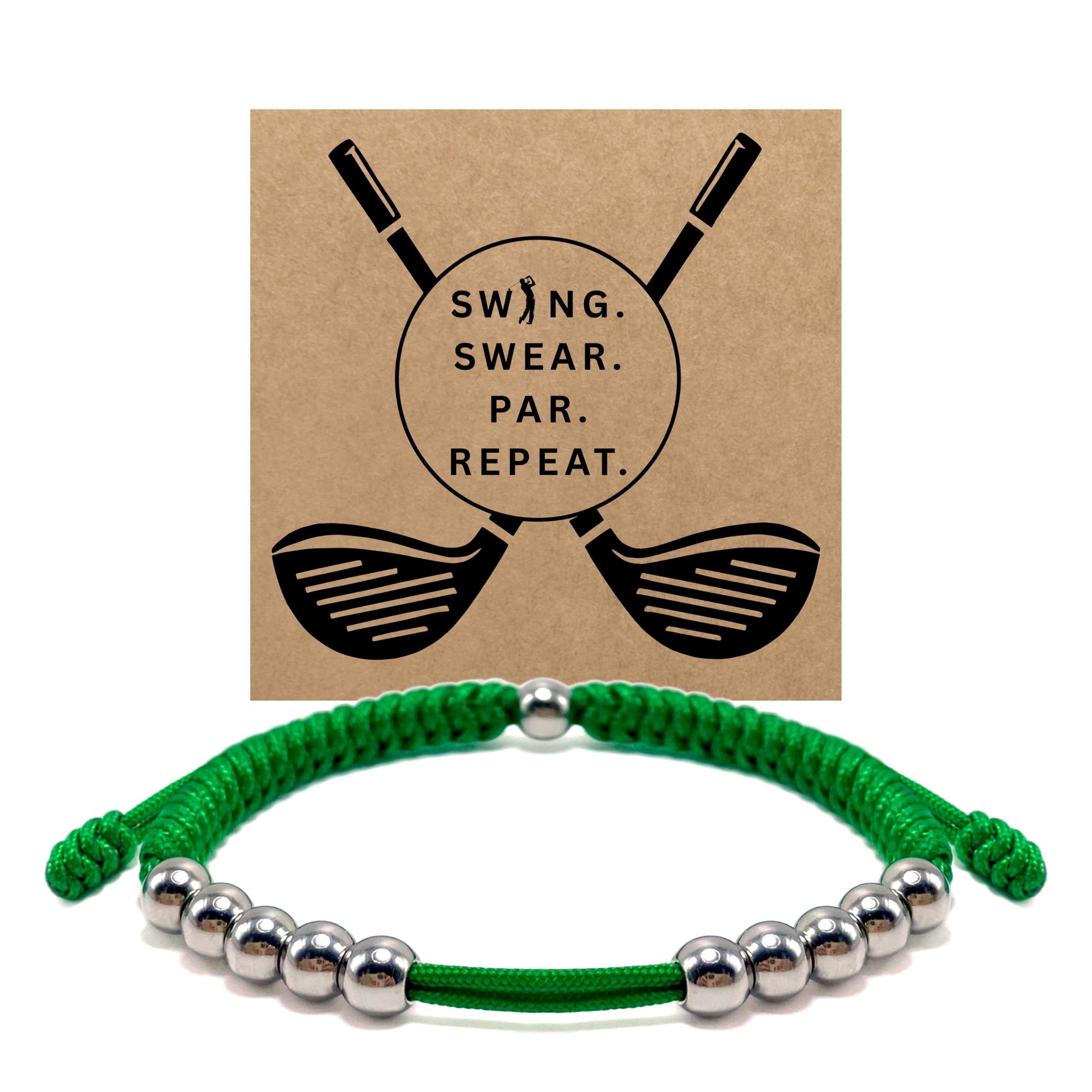 LAMIBEE Premium Golf Stainless Steel 10 Bead Score Counter Bracelet, Golf Stroke Count Bracelet, Resizable Easy Adjust Golf Round Scoring Tracker, Durable Stylish Golf Accessory (Green)