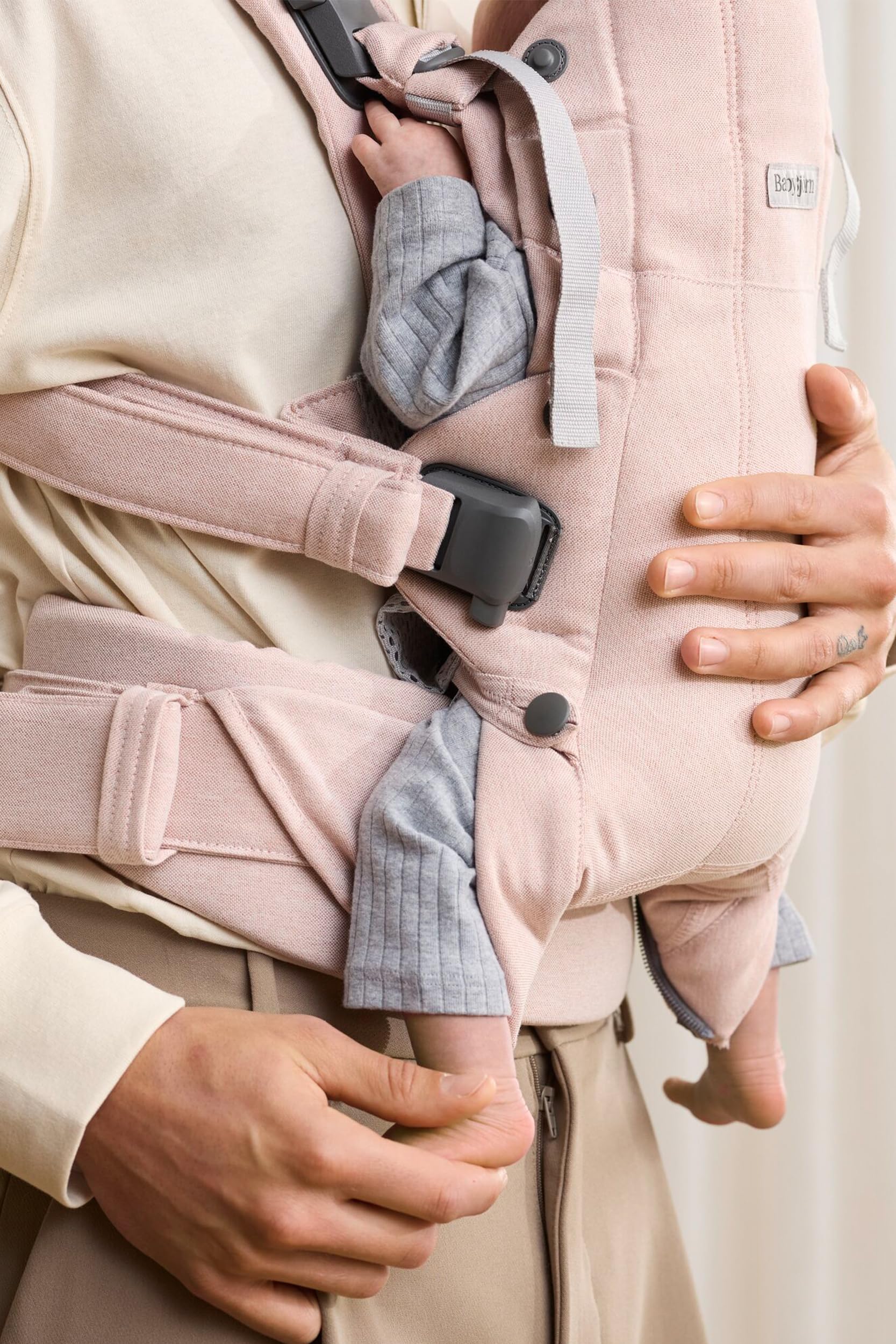 BabyBjörn Nosidełko dla niemowląt Harmony, tkany melanż, jasnoróżowe