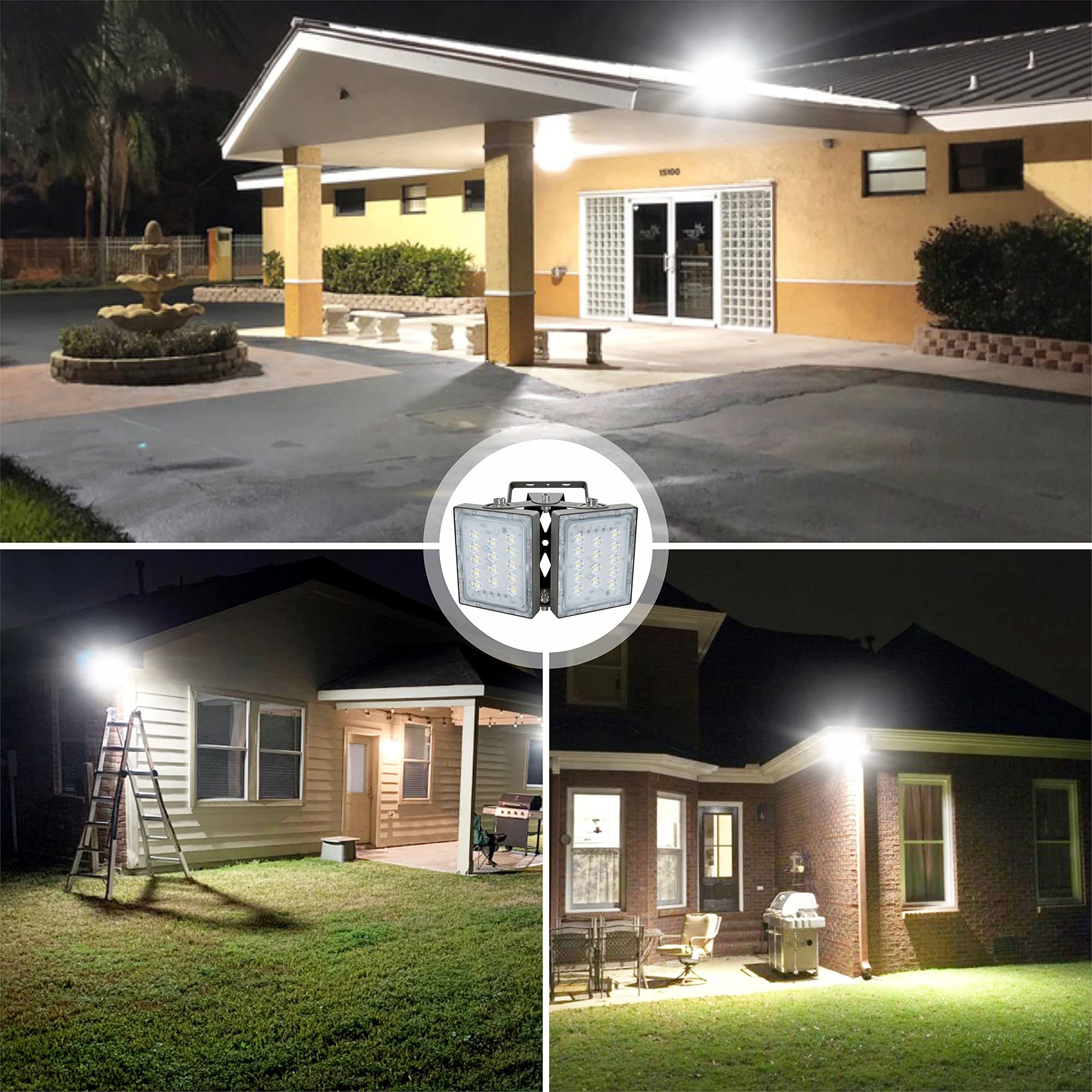STASUN 60W LED Außenstrahler, 6000LM Superheller LED Außenstrahler, IP66 Wasserdicht, 6000K Tageslicht, 2 Strahler, Verstellbare Köpfe, Für Garten, Garage, Hof