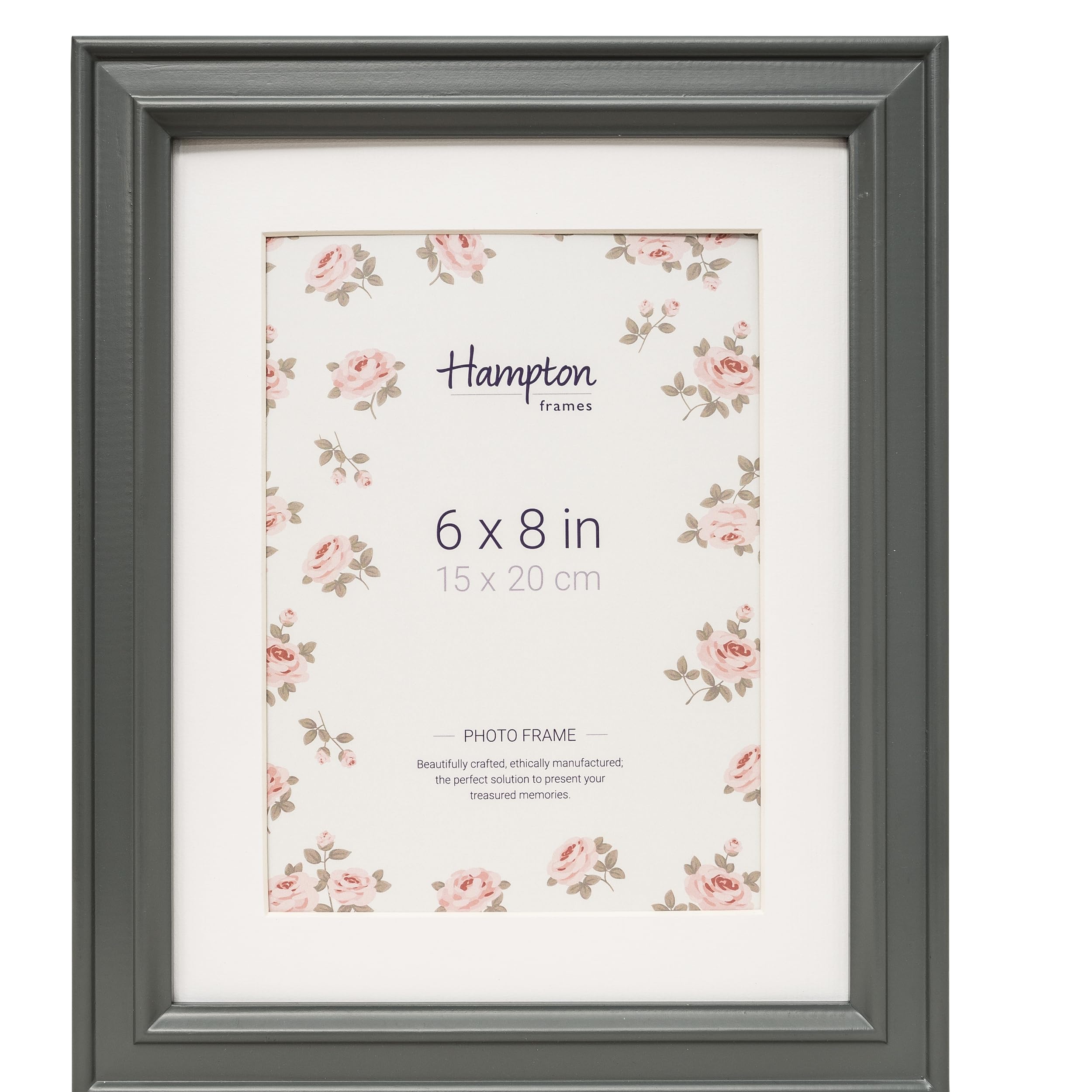 Hampton Frames Dark Grey Helena 6X8 (15X20cm) Grey Frame With White Mount Picture Photo Frame Glass Hel80gr68