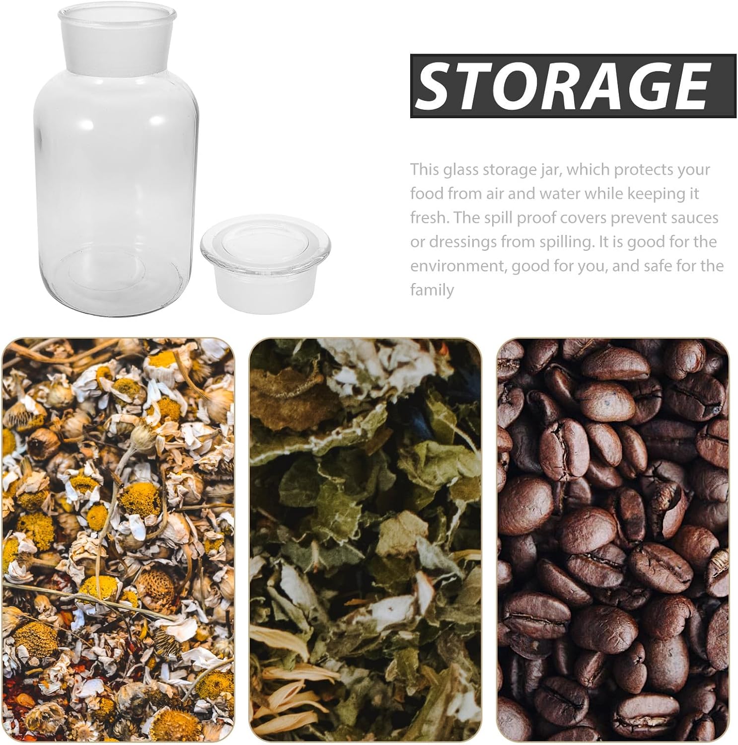 Sosoport Large Capacity Glass Storage Jar 2.5l Wide Mouth Airtight Canister for Pantry Grain Flour Coffee Storage with Lid for Home Kitchen Organization