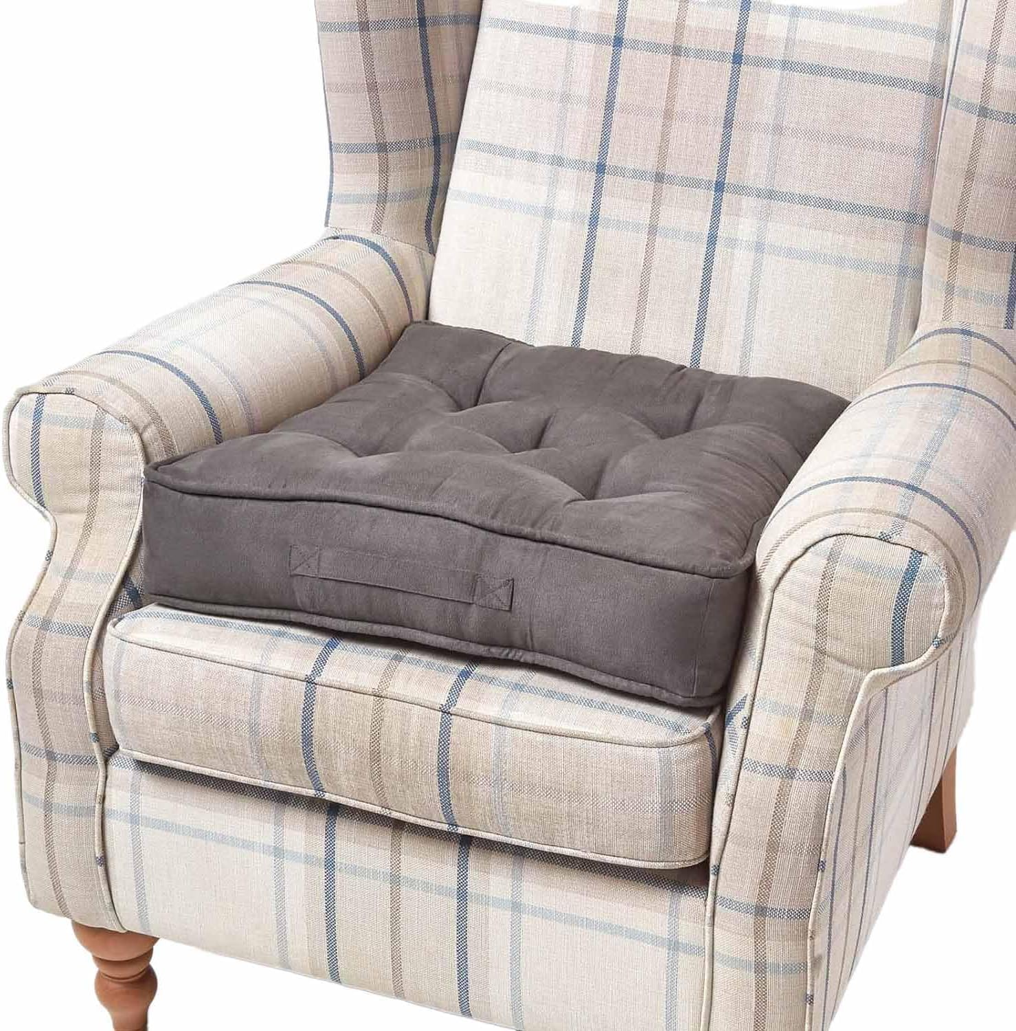 HOMESCAPES Coussin d’Assise rehausseur, Coussin de Sol en suédine Gris foncé, 50 x 50 x 10 cm
